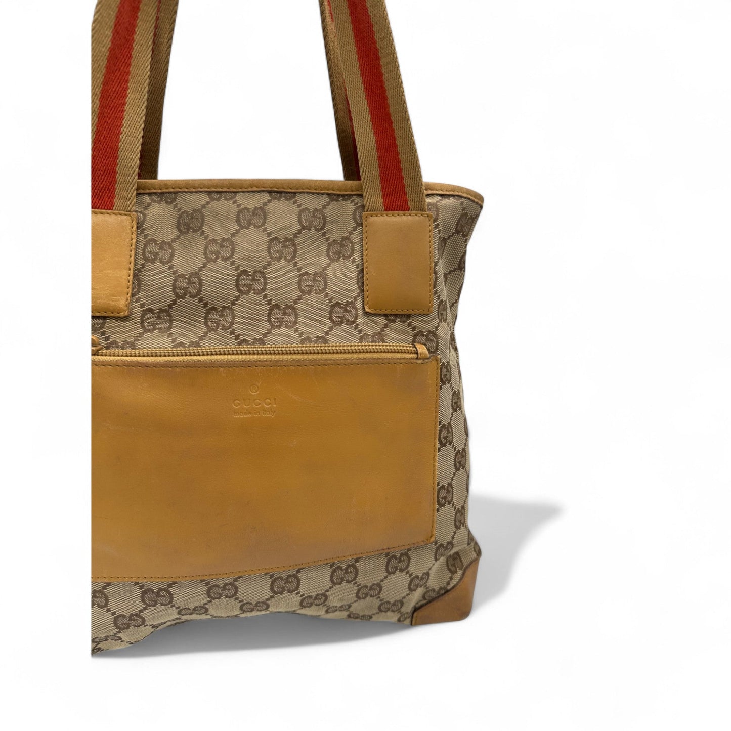 Vintage Gucci Canvas Mini Tote Shoulder Bag in GG Monogram with Mustard Trim - Thanks it's Vintage