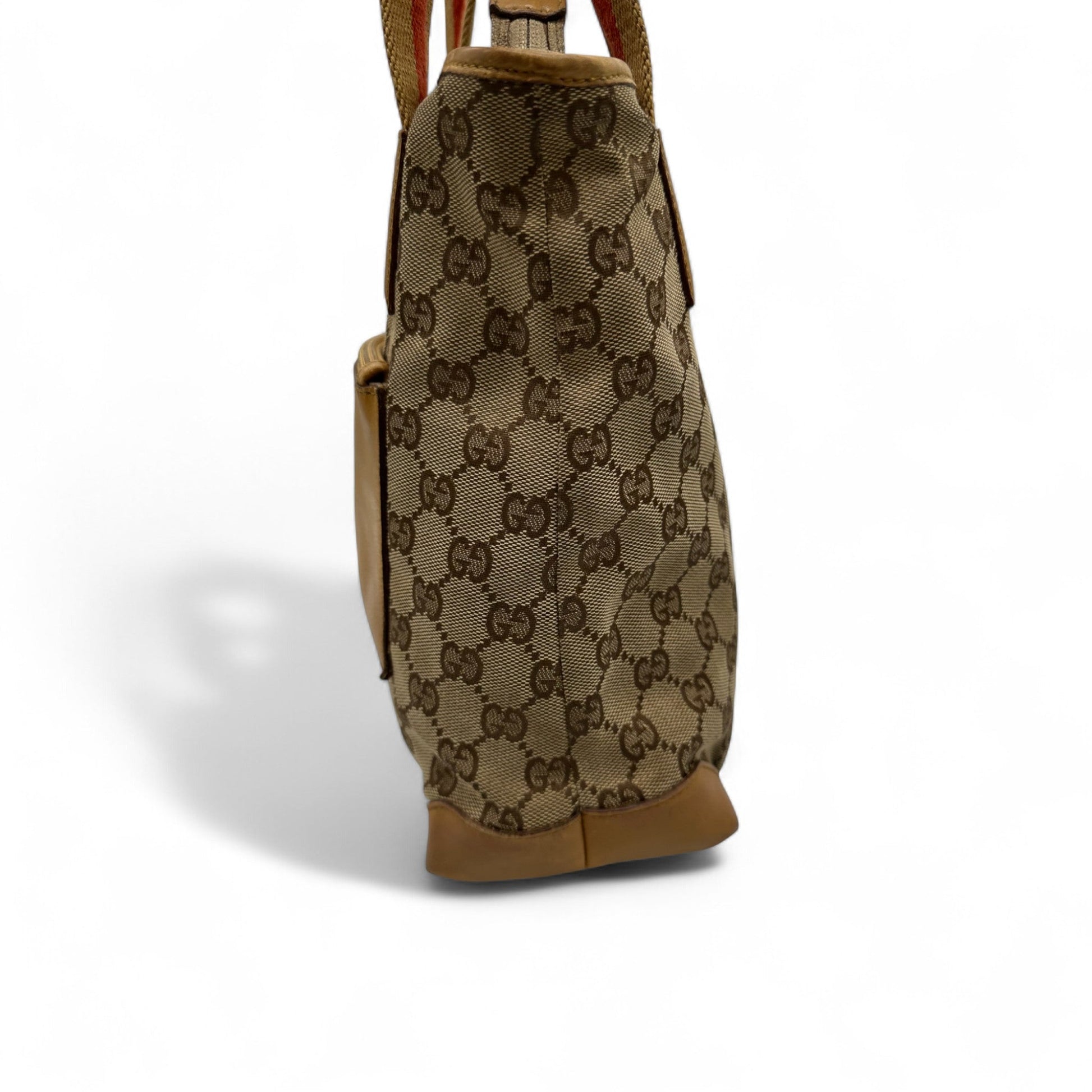 Vintage Gucci Canvas Mini Tote Shoulder Bag in GG Monogram with Mustard Trim - Thanks it's Vintage