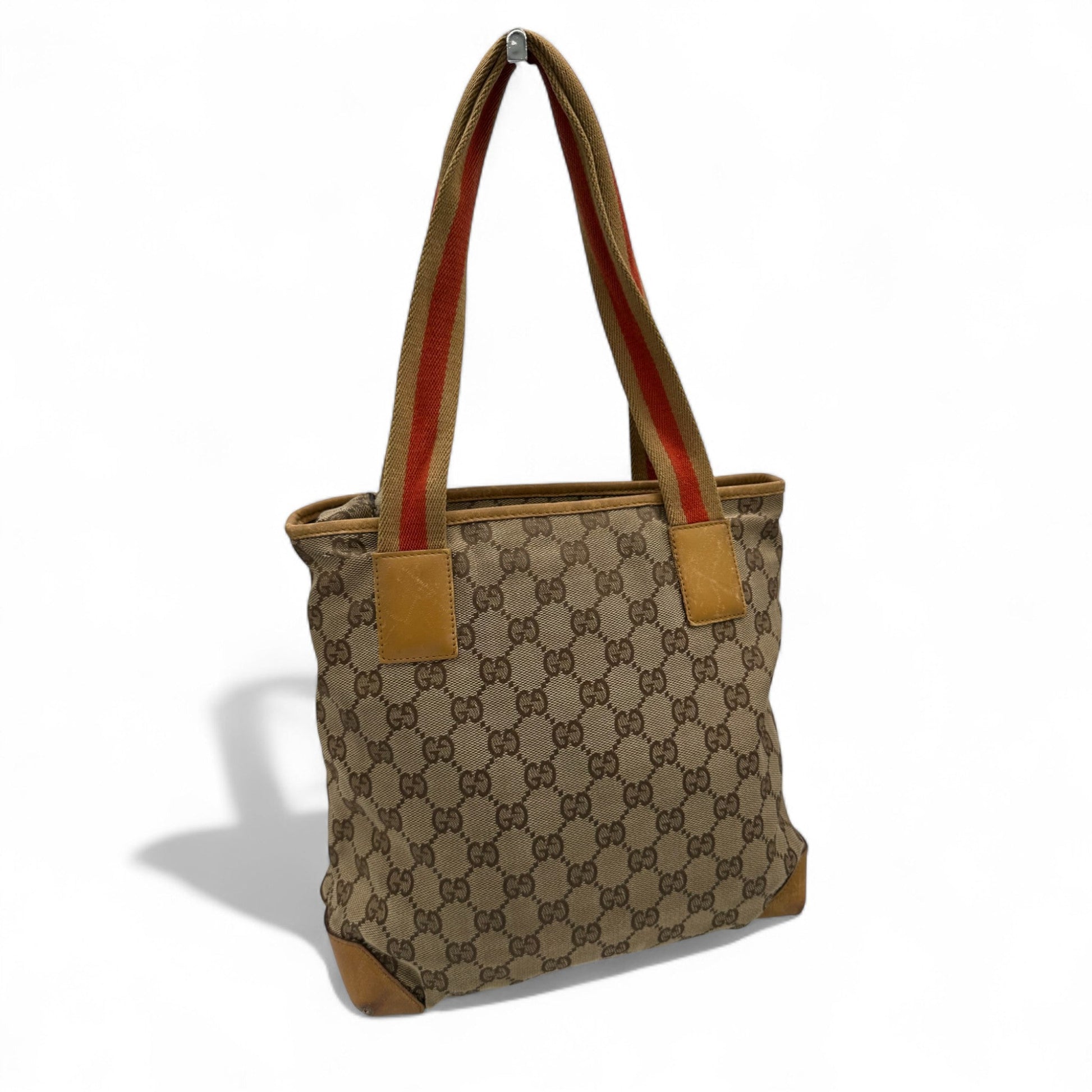 Vintage Gucci Canvas Mini Tote Shoulder Bag in GG Monogram with Mustard Trim - Thanks it's Vintage