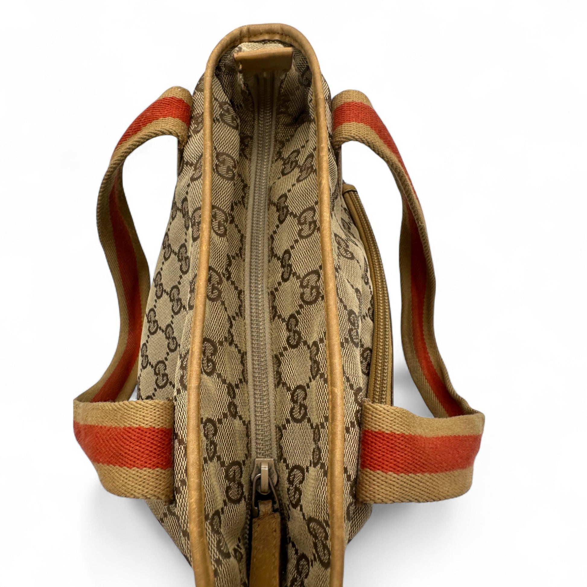 Vintage Gucci Canvas Mini Tote Shoulder Bag in GG Monogram with Mustard Trim - Thanks it's Vintage