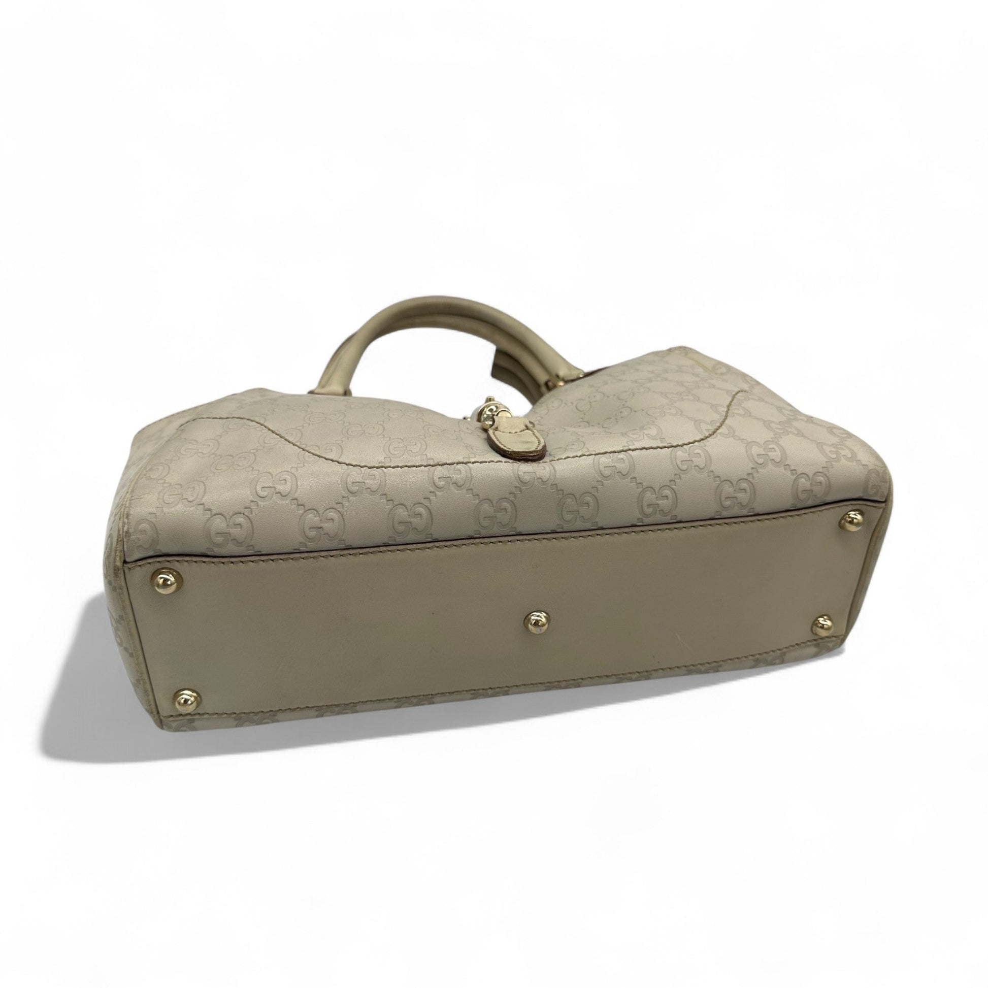 Vintage Gucci Cream Embossed GG Monogram Leather Jackie Bardot - Thanks it's Vintage