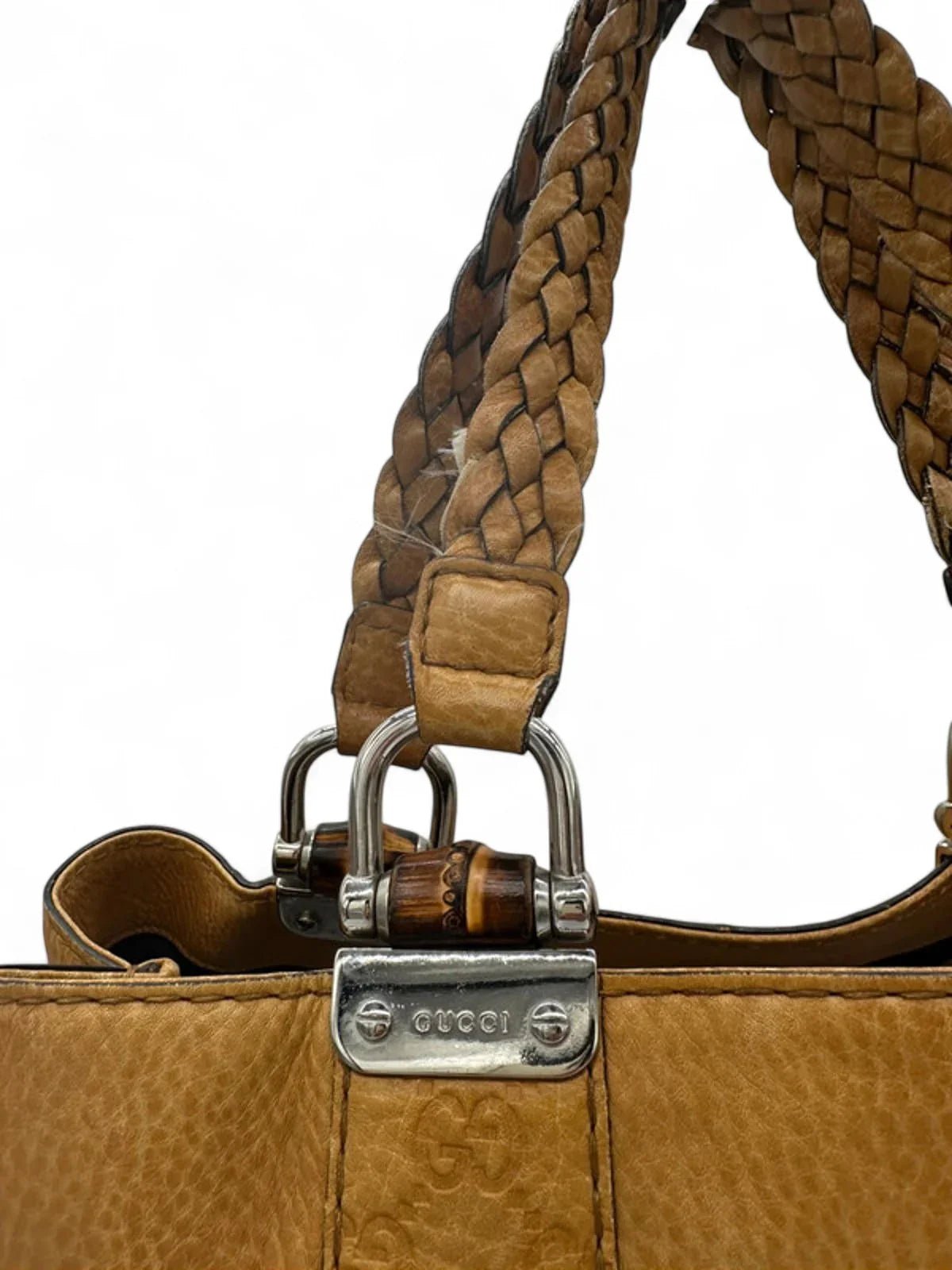 Vintage Gucci GG Signature Bamboo Bar Tote bag Mustard Leather - Thanks it's Vintage