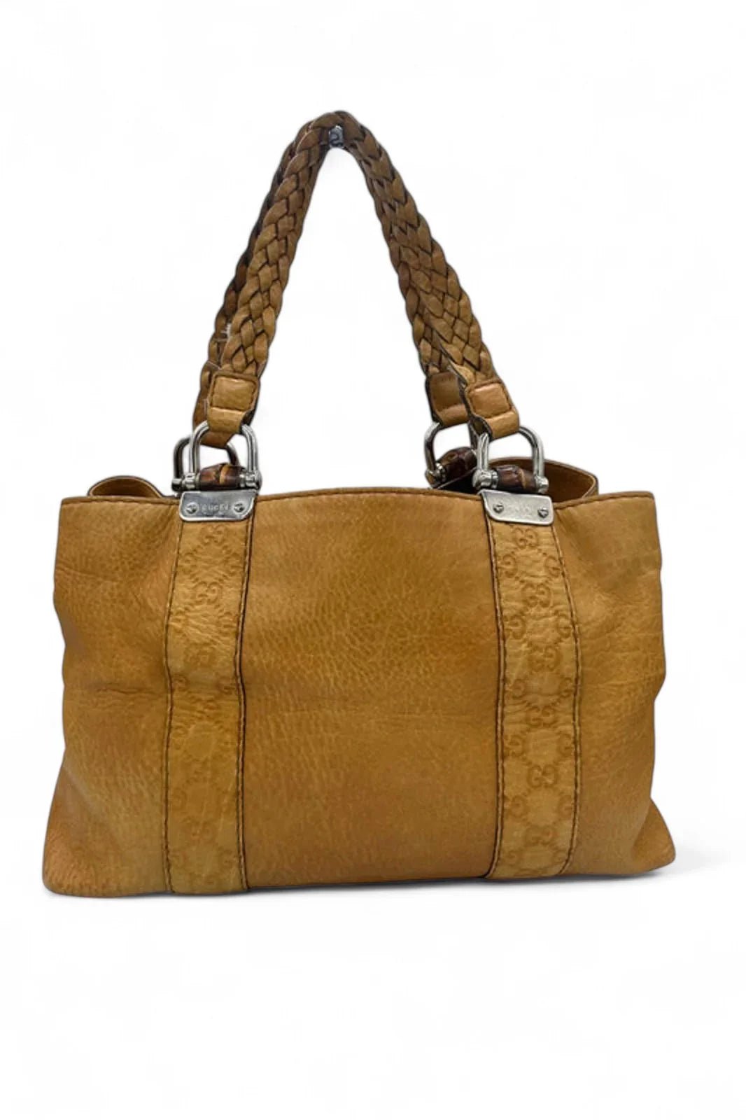 Vintage Gucci GG Signature Bamboo Bar Tote bag Mustard Leather - Thanks it's Vintage