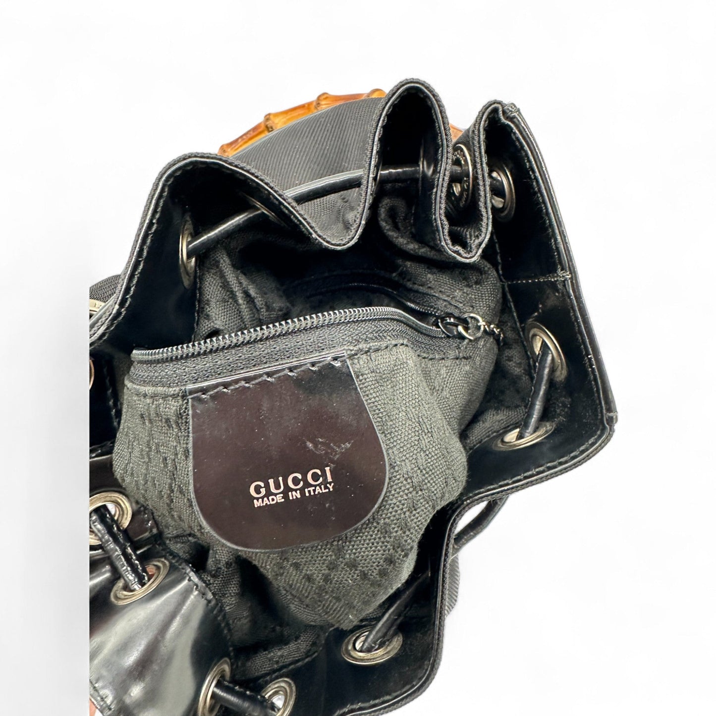 Vintage Gucci Nylon Bamboo Drawstring Bucket Bag - Thanks it's Vintage