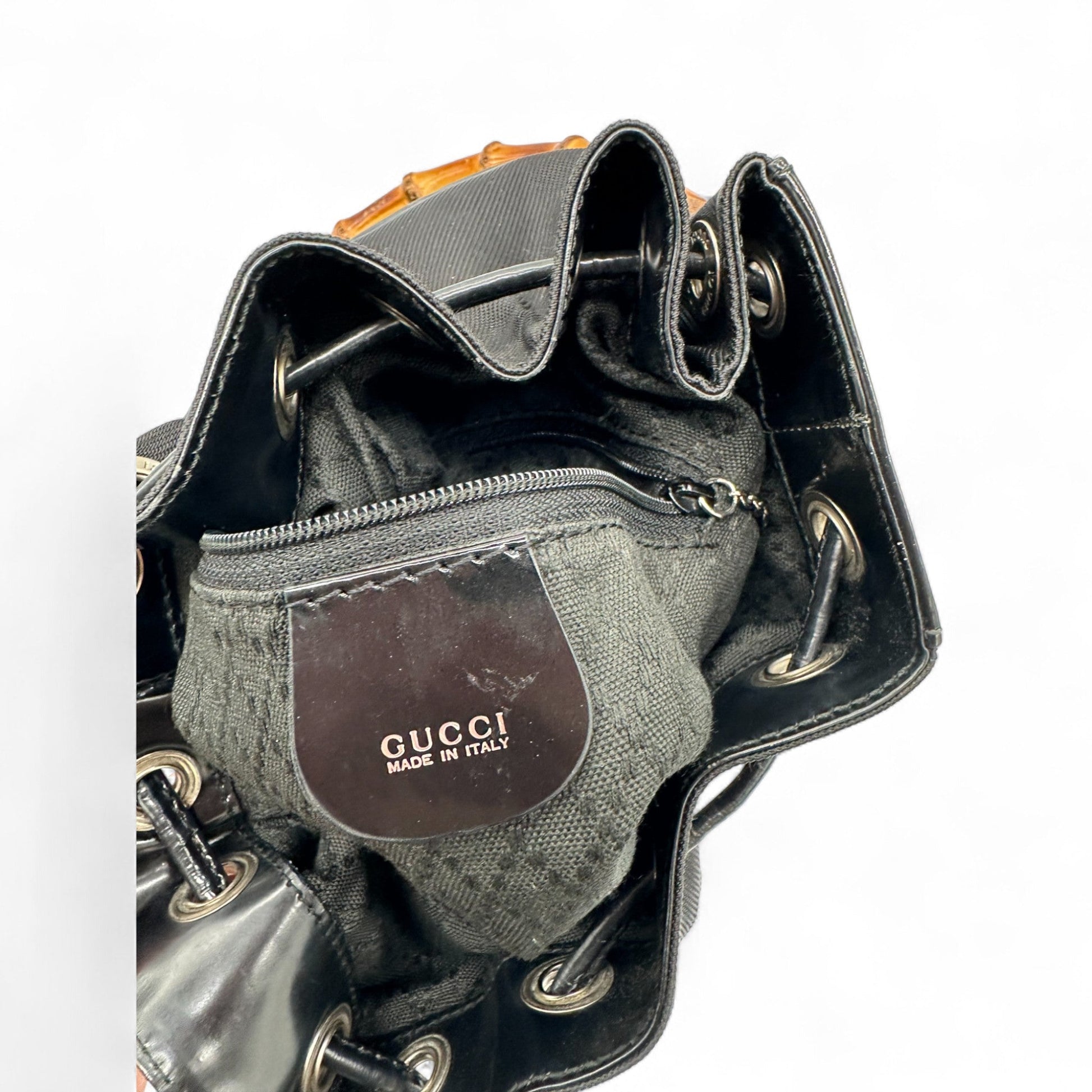 Vintage Gucci Nylon Bamboo Drawstring Bucket Bag - Thanks it's Vintage