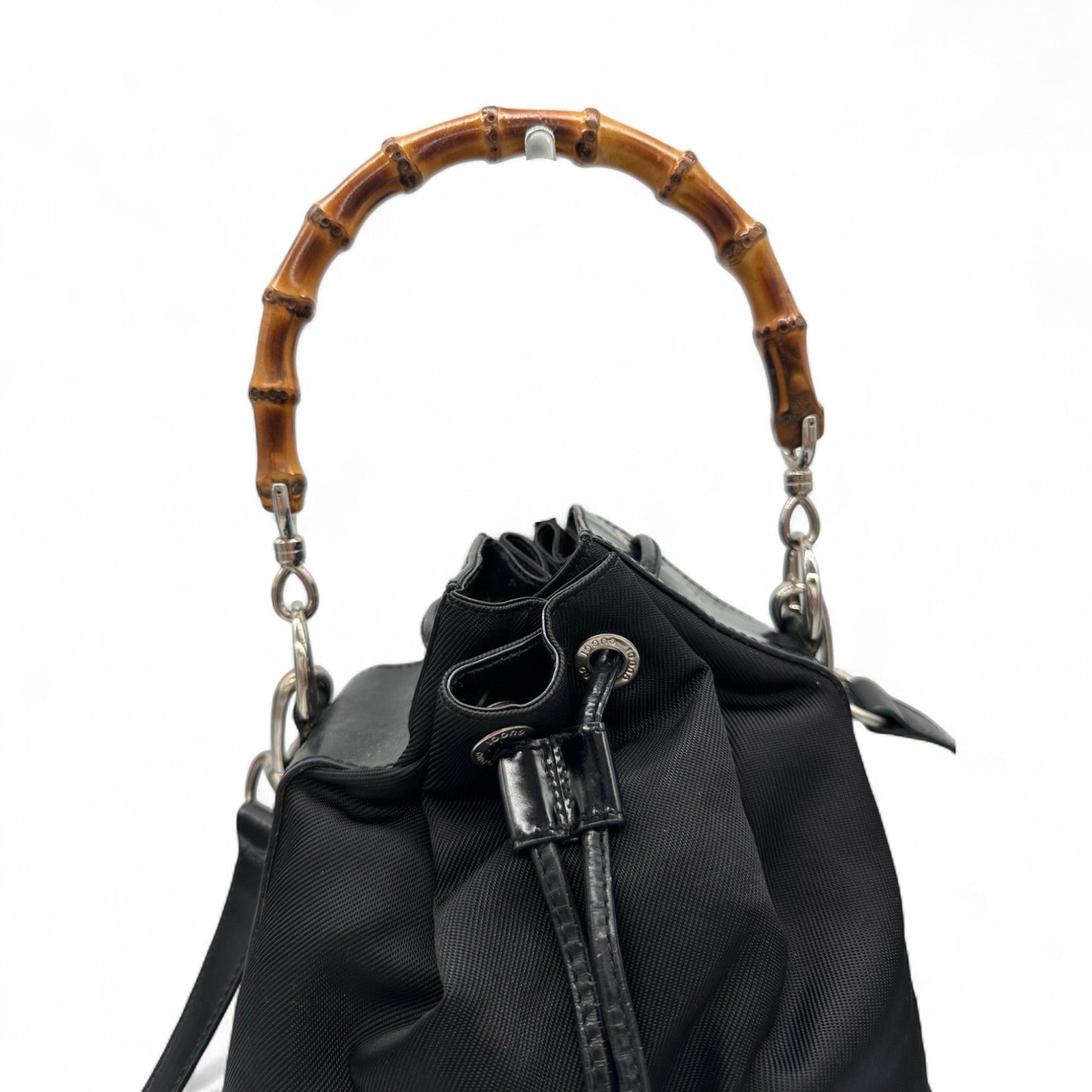 Vintage Gucci Nylon Bamboo Drawstring Bucket Bag - Thanks it's Vintage
