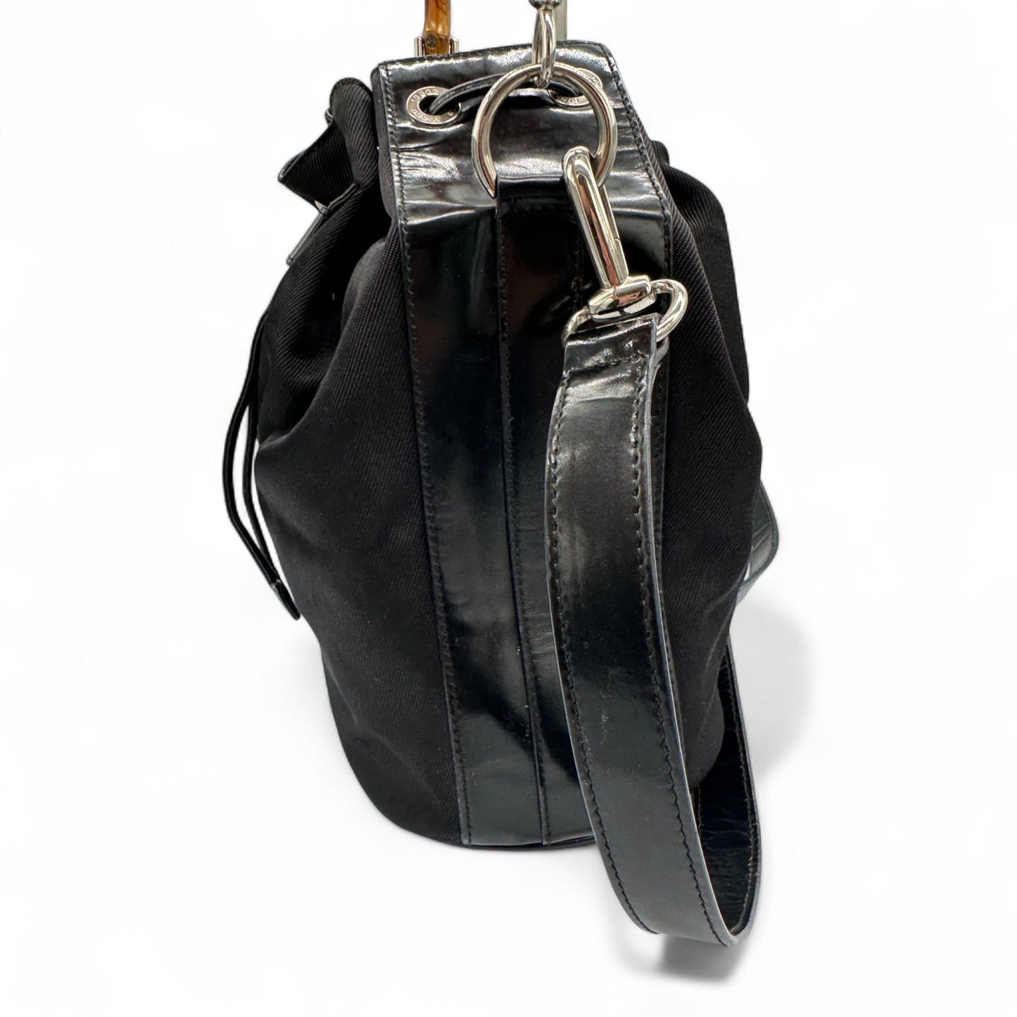 Vintage Gucci Nylon Bamboo Drawstring Bucket Bag - Thanks it's Vintage