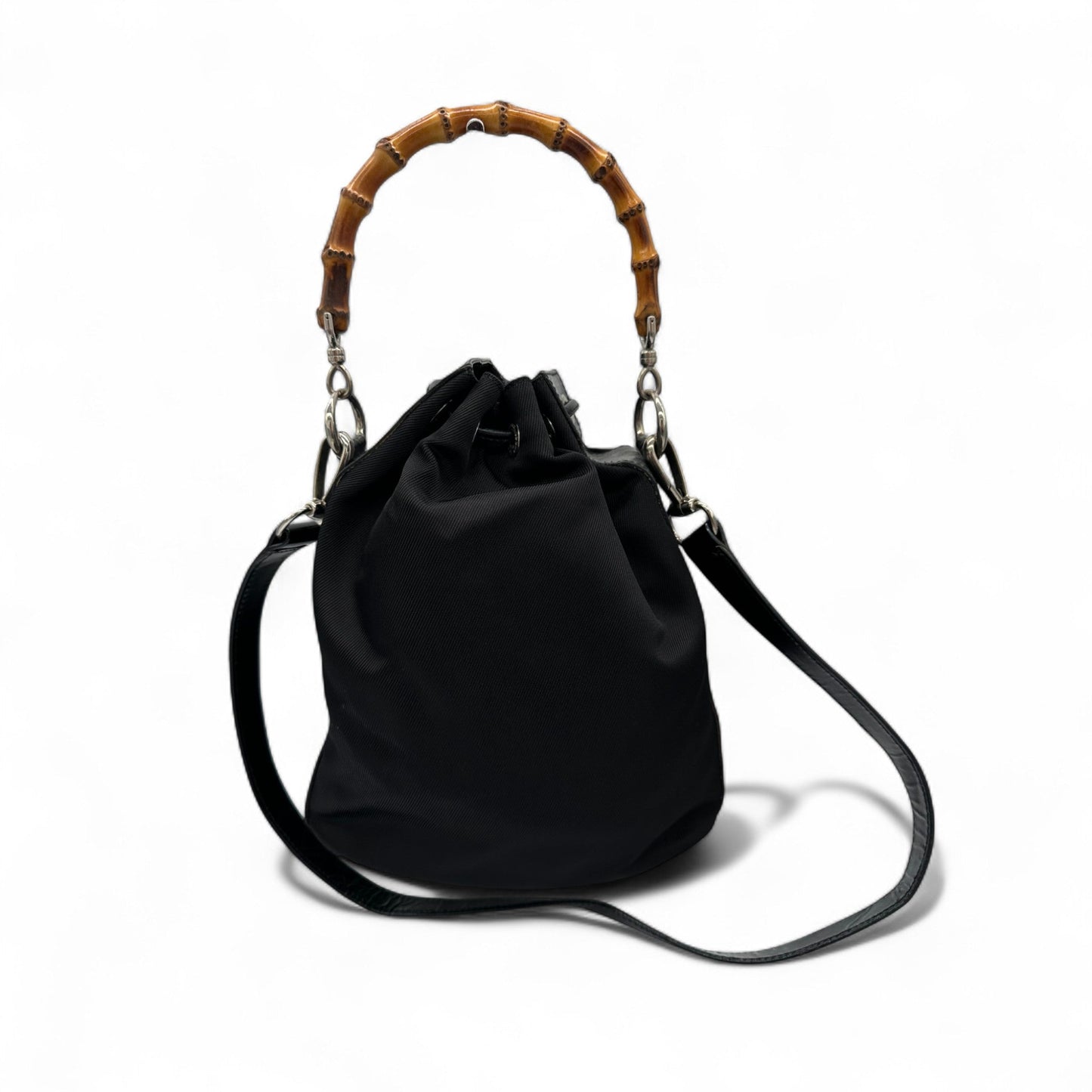 Vintage Gucci Nylon Bamboo Drawstring Bucket Bag - Thanks it's Vintage