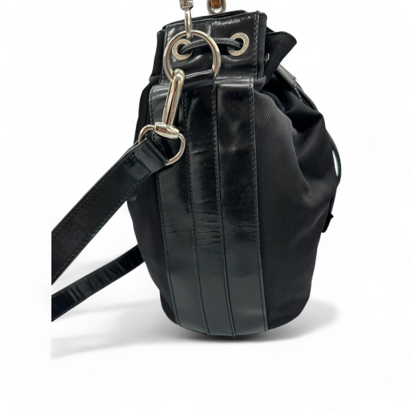 Vintage Gucci Nylon Bamboo Drawstring Bucket Bag - Thanks it's Vintage