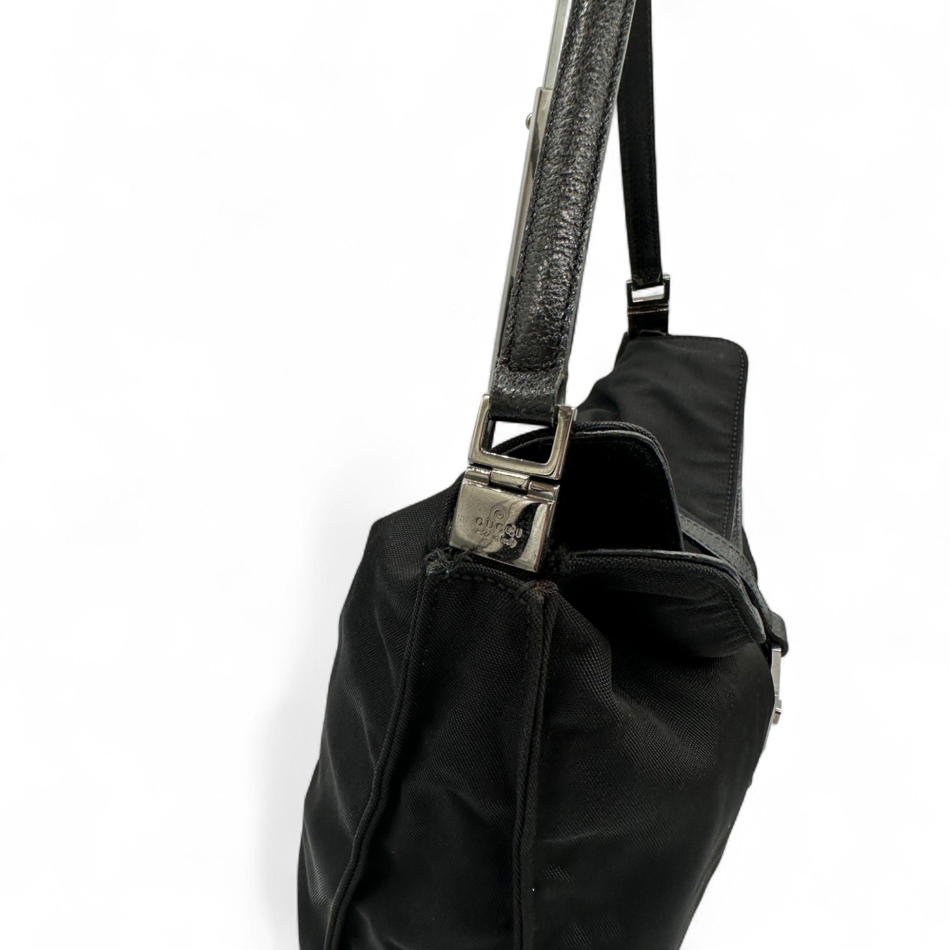 Vintage Gucci Nylon Jackie Shoulder Bag with Black Leather Trim - Thanks it's Vintage