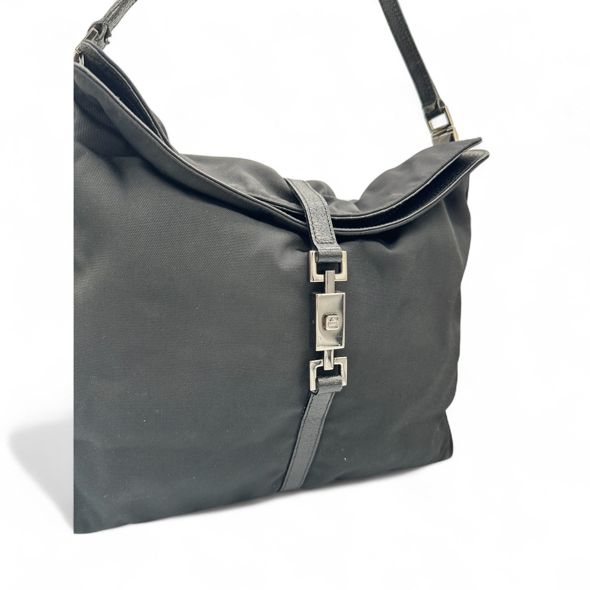 Vintage Gucci Nylon Jackie Shoulder Bag with Black Leather Trim - Thanks it's Vintage