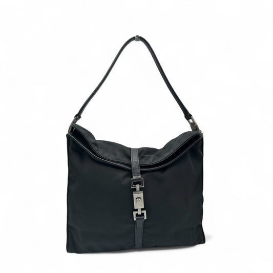 Vintage Gucci Nylon Jackie Shoulder Bag with Black Leather Trim - Thanks it's Vintage