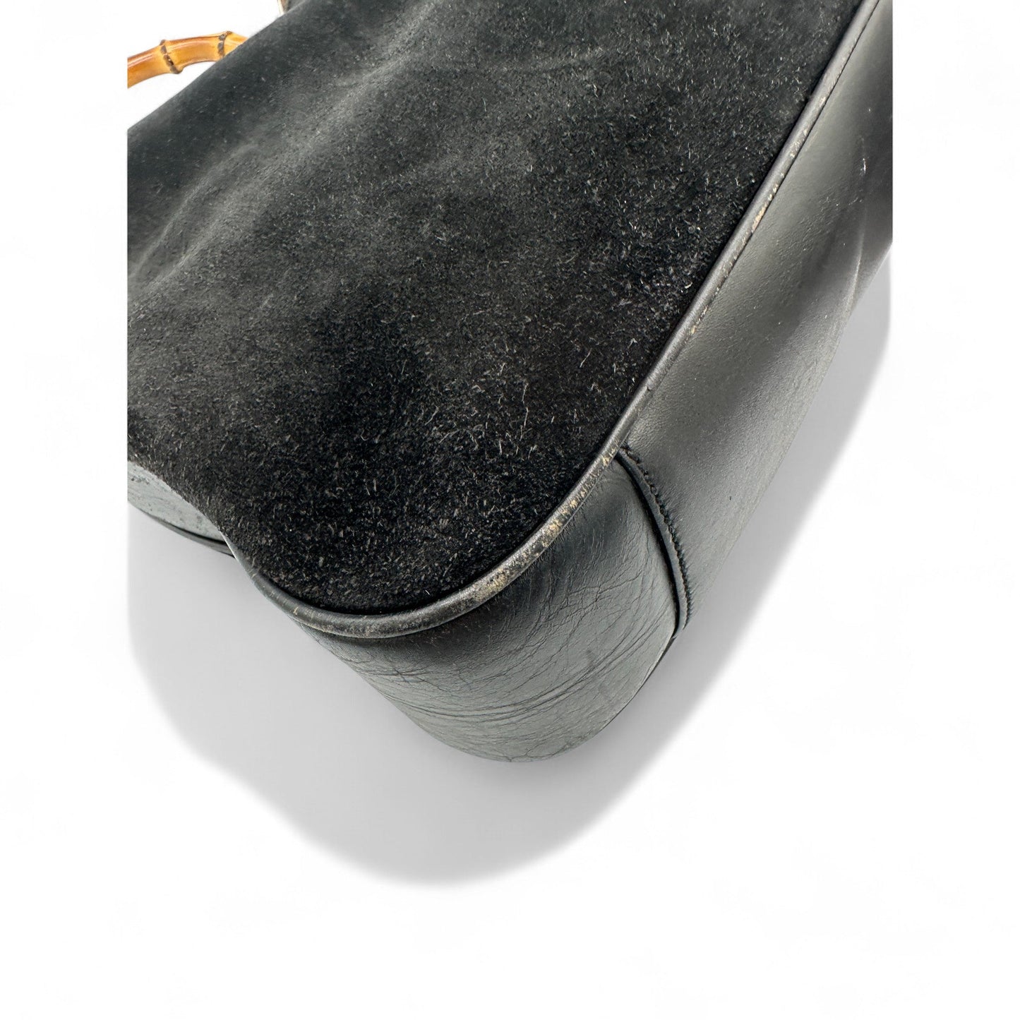 Vintage Gucci Suede Bamboo 001 1014 1577 Shoulder Bag - Thanks it's Vintage