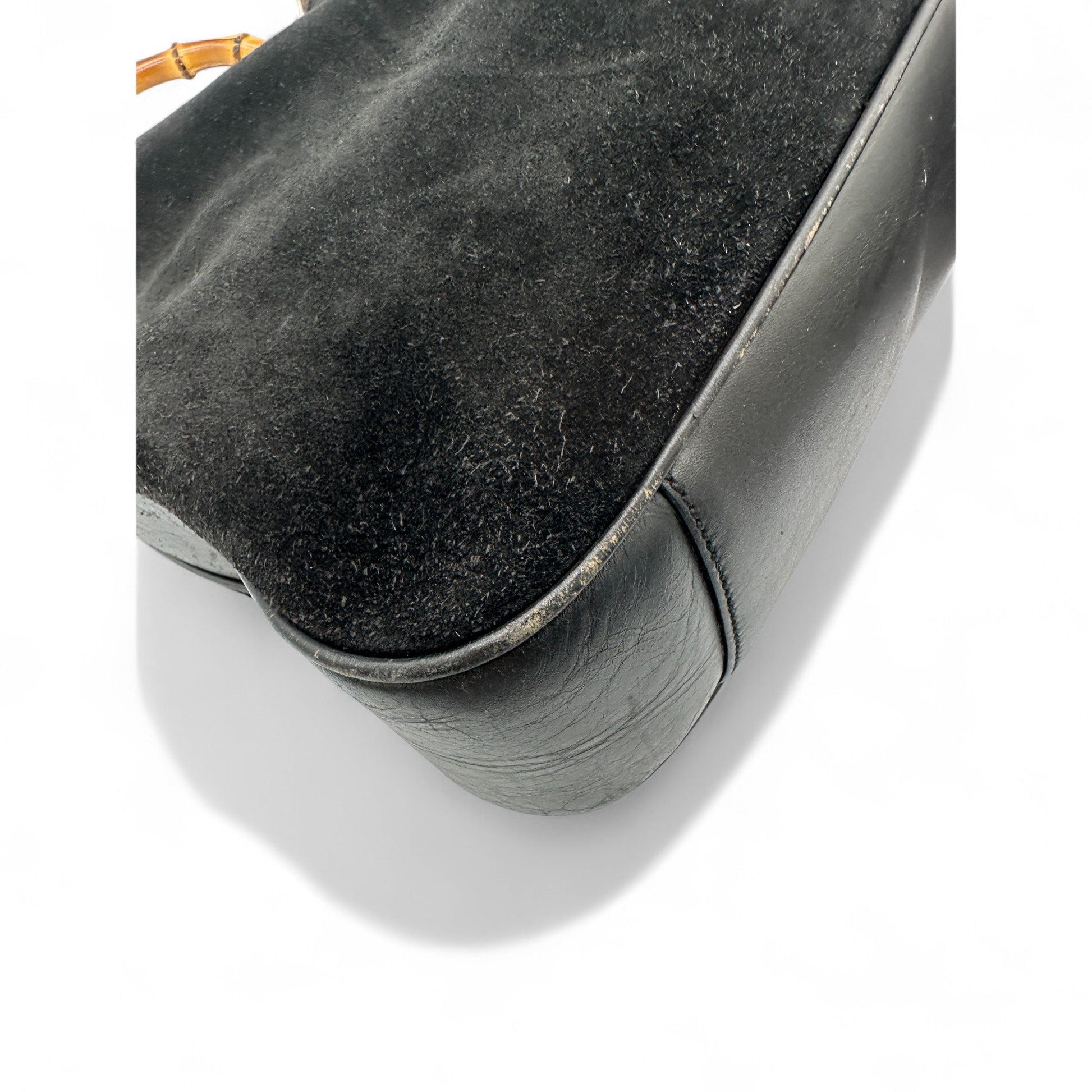 Vintage Gucci Suede Bamboo 001 1014 1577 Shoulder Bag - Thanks it's Vintage