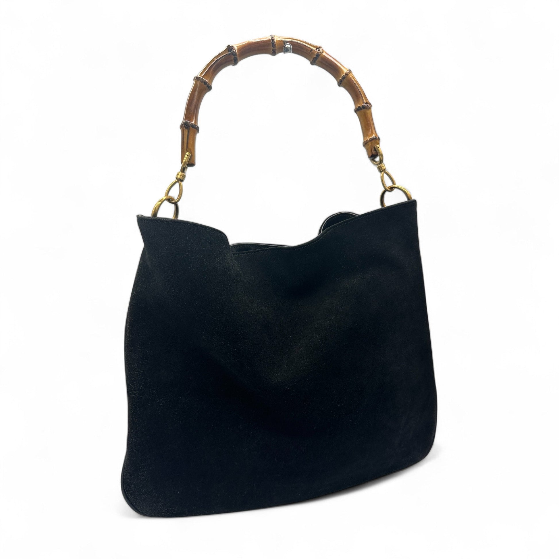 Vintage Gucci Suede Bamboo 001 1014 1577 Shoulder Bag - Thanks it's Vintage