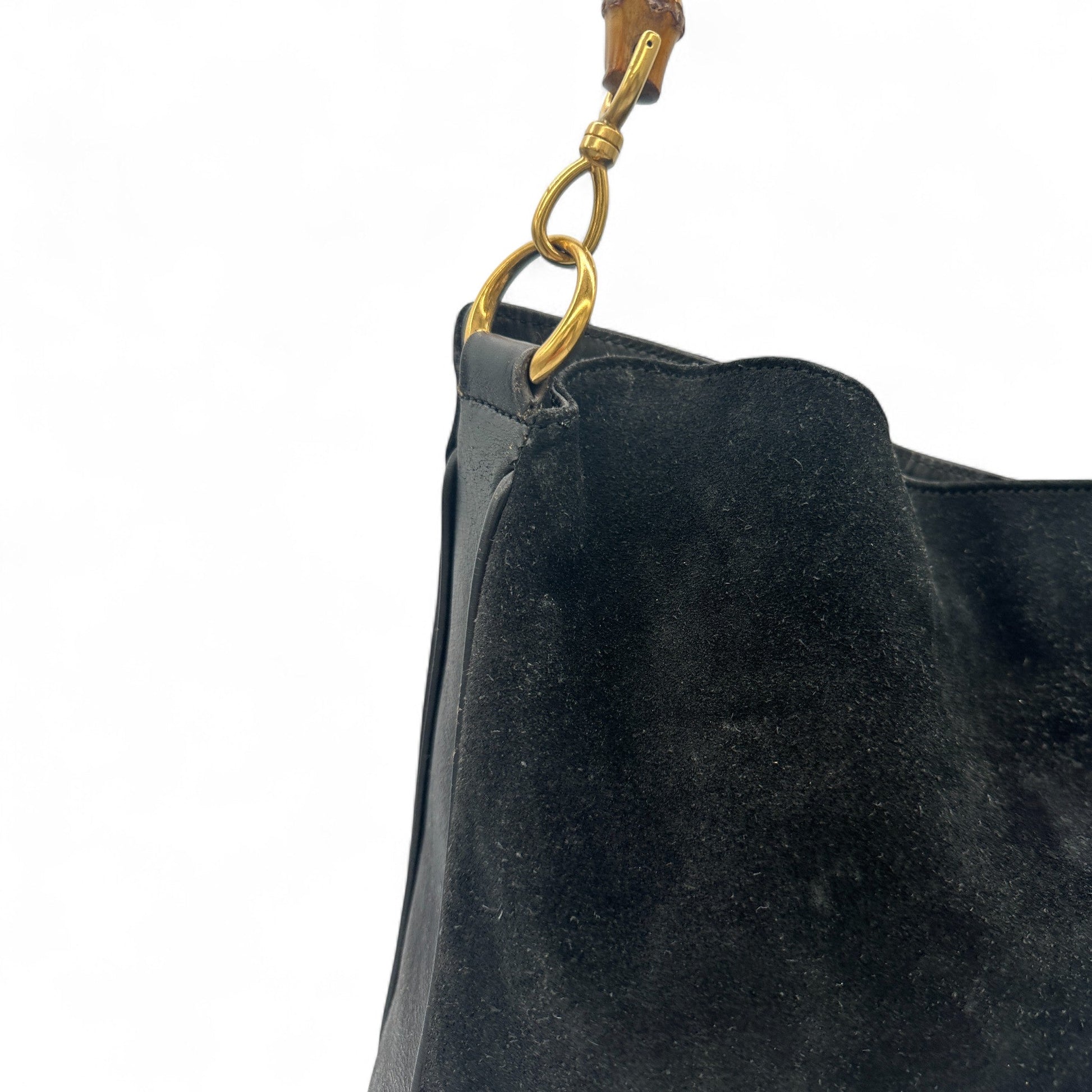 Vintage Gucci Suede Bamboo 001 1014 1577 Shoulder Bag - Thanks it's Vintage