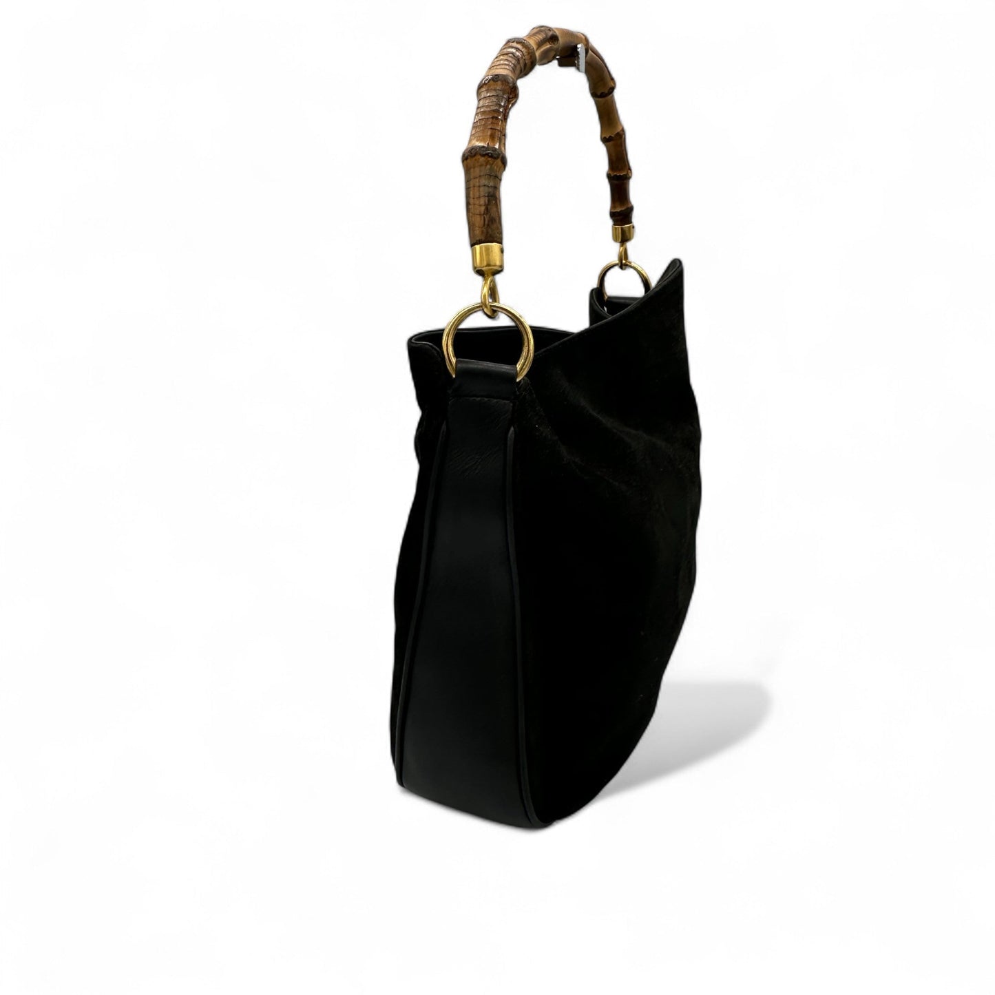 Vintage Gucci Suede Bamboo 001 - 1014 Handbag - Thanks it's Vintage