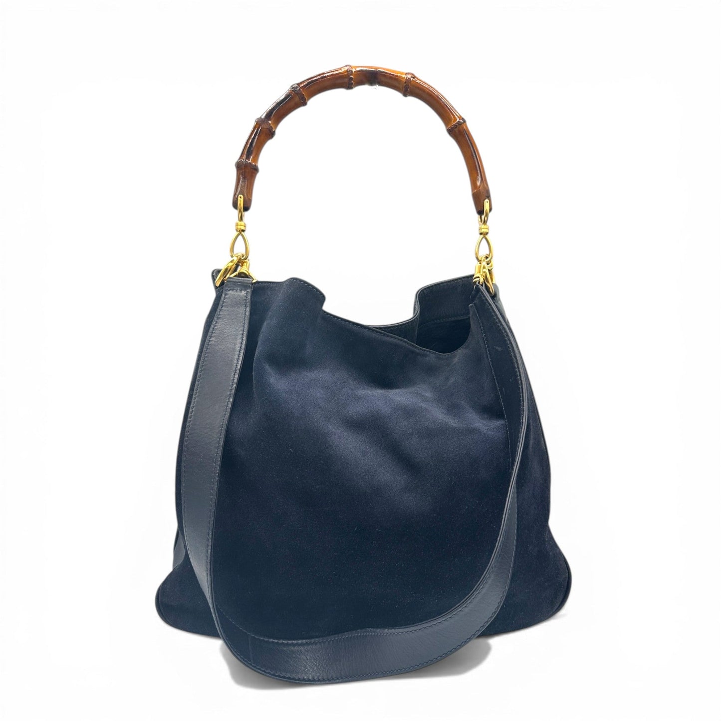 Vintage Gucci Suede Bamboo 2 - Way Handbag - Thanks it's Vintage