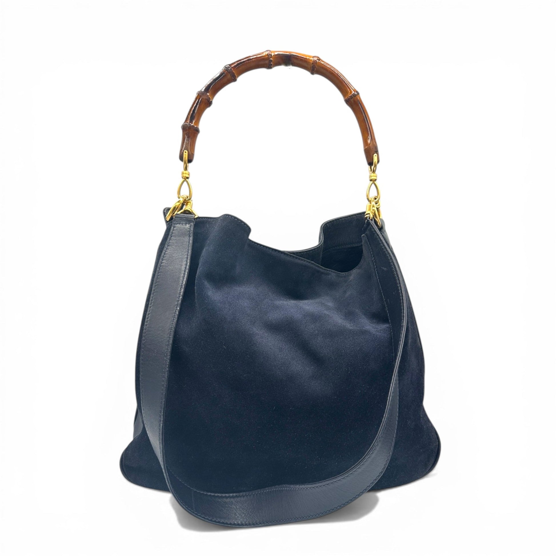 Vintage Gucci Suede Bamboo 2 - Way Handbag - Thanks it's Vintage