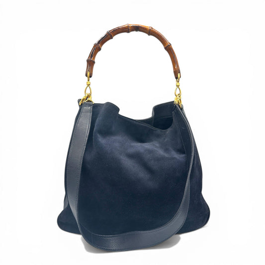 Vintage Gucci Suede Bamboo 2 - Way Handbag - Thanks it's Vintage