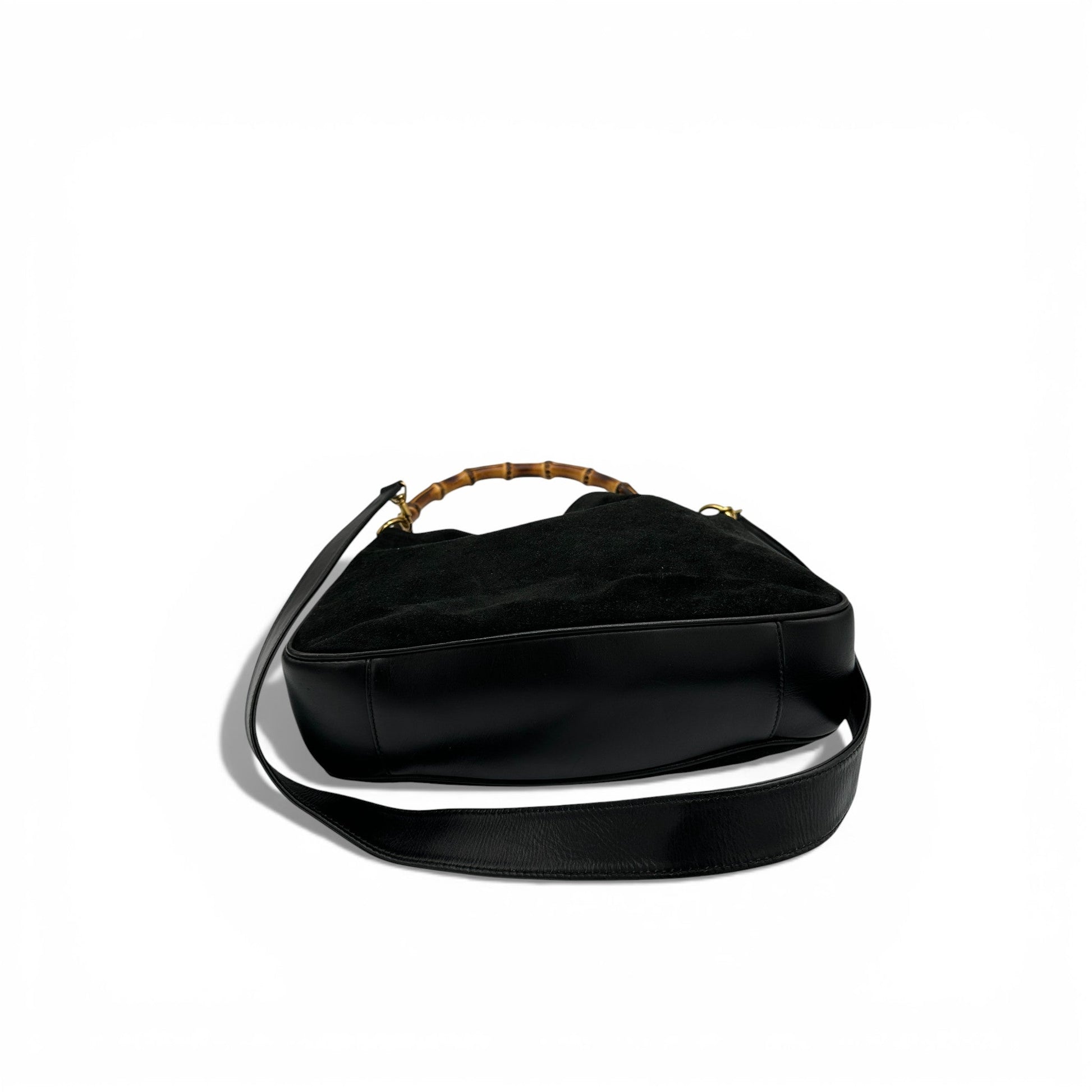 Vintage Gucci Suede Bamboo 2 - Way Handbag - Thanks it's Vintage