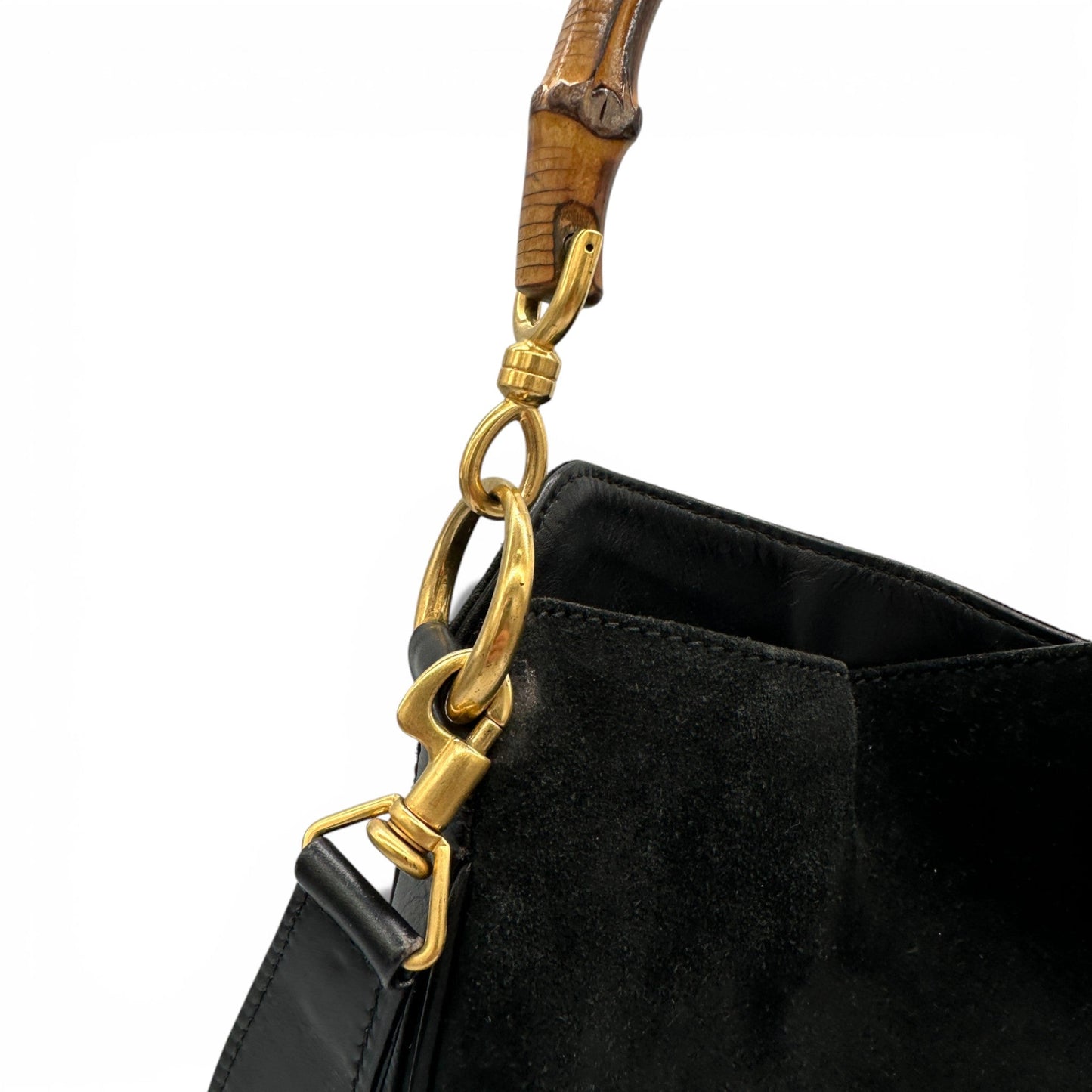 Vintage Gucci Suede Bamboo 2 - Way Handbag - Thanks it's Vintage