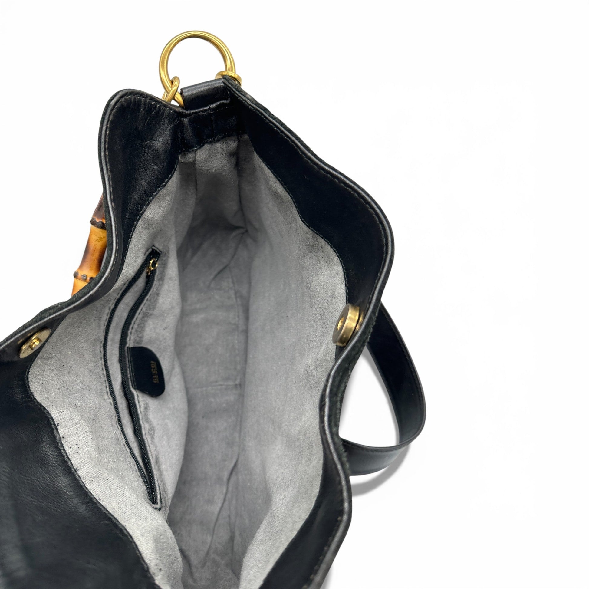 Vintage Gucci Suede Bamboo 2 - Way Handbag - Thanks it's Vintage