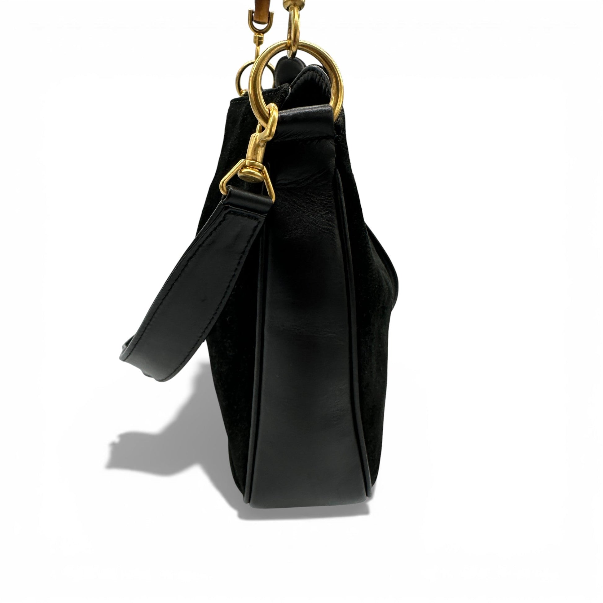 Vintage Gucci Suede Bamboo 2 - Way Handbag - Thanks it's Vintage