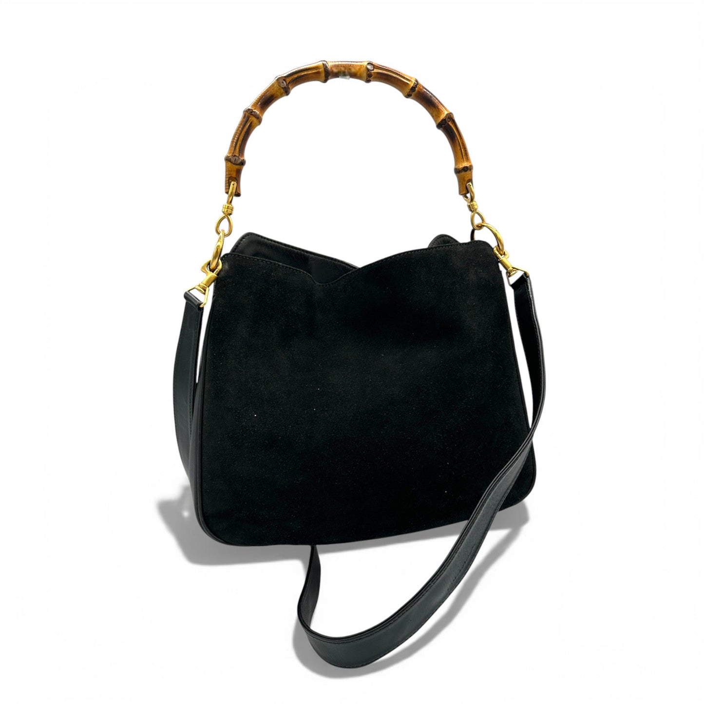 Vintage Gucci Suede Bamboo 2 - Way Handbag - Thanks it's Vintage