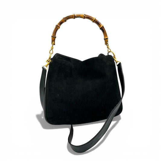 Vintage Gucci Suede Bamboo 2 - Way Handbag - Thanks it's Vintage