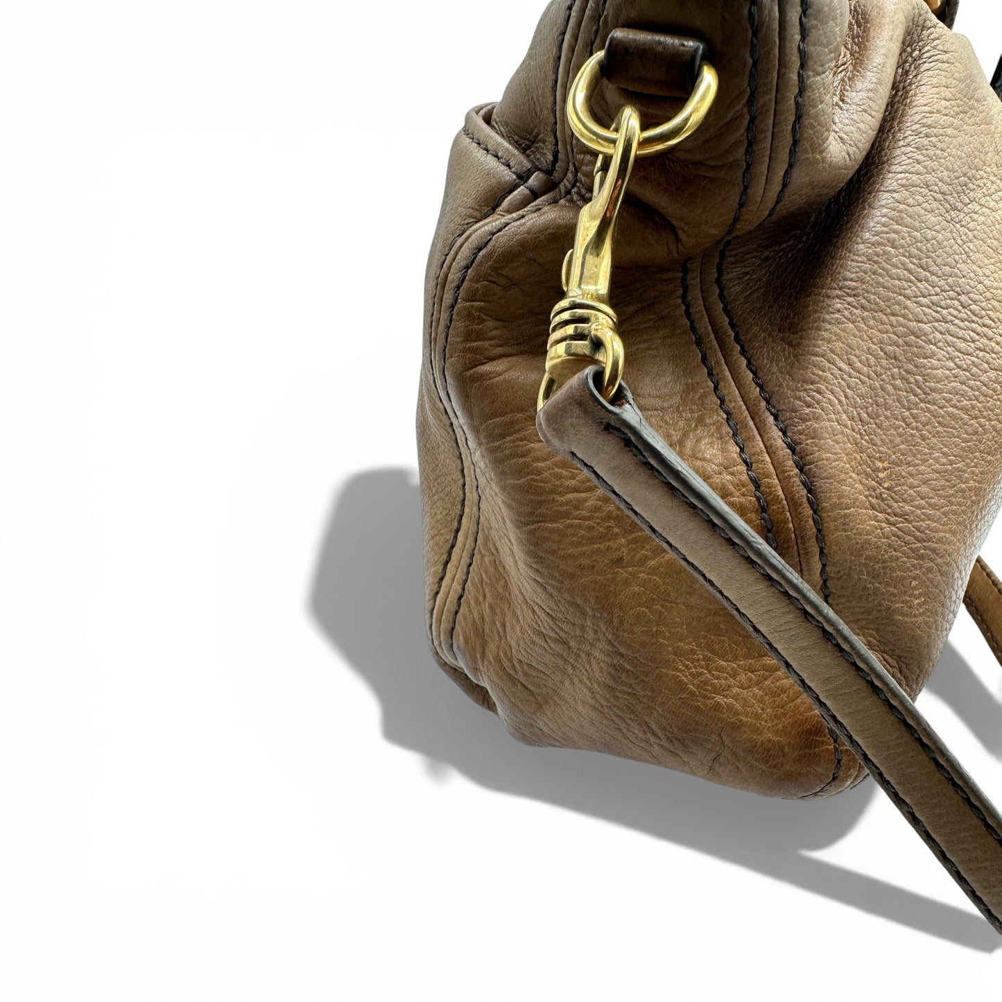 Vintage Miu Miu Brown Leather Slouchy Two Way Bag - Thanks it's Vintage