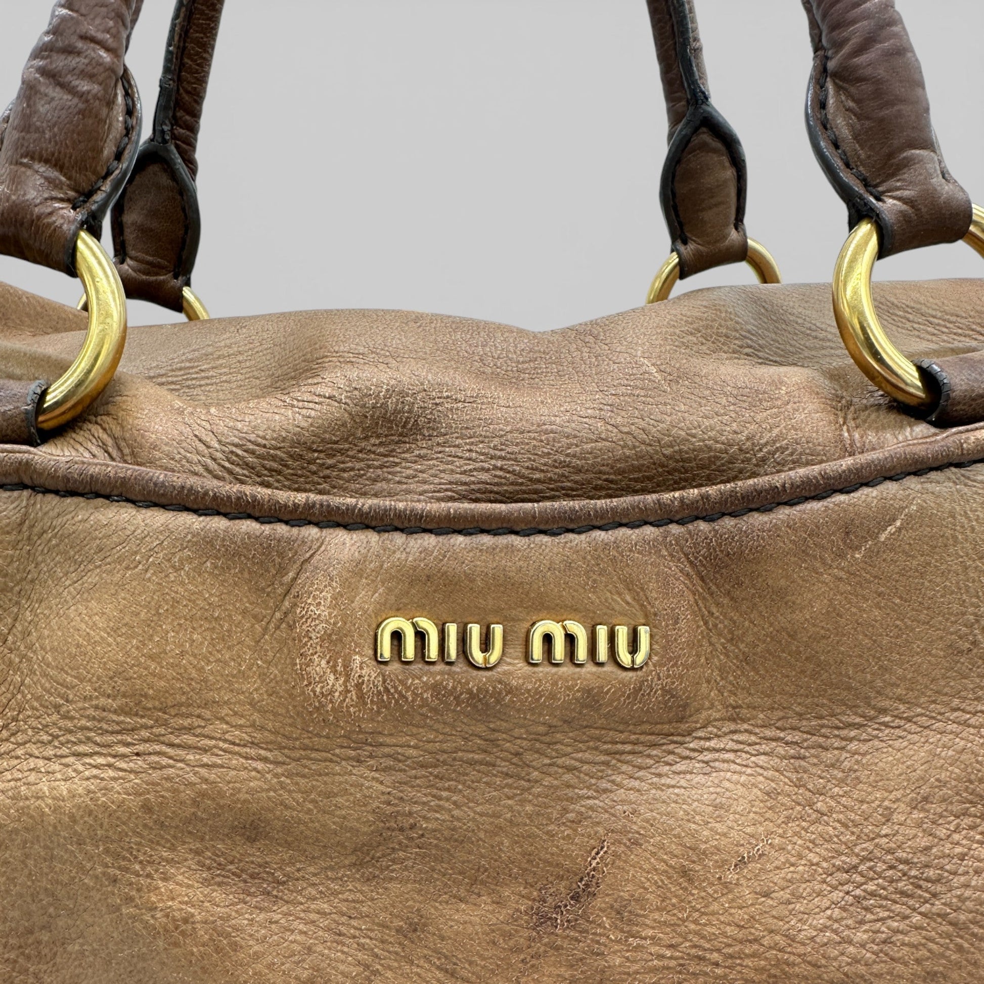 Vintage Miu Miu Brown Leather Slouchy Two Way Bag - Thanks it's Vintage