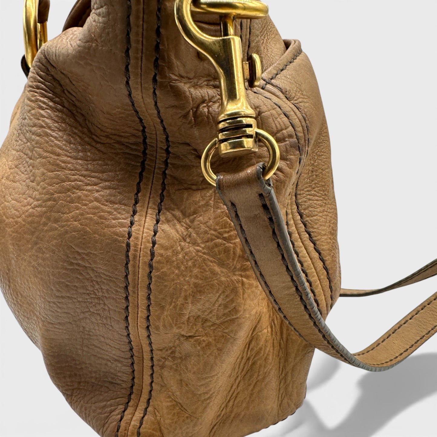 Vintage Miu Miu Brown Leather Slouchy Two Way Bag - Thanks it's Vintage