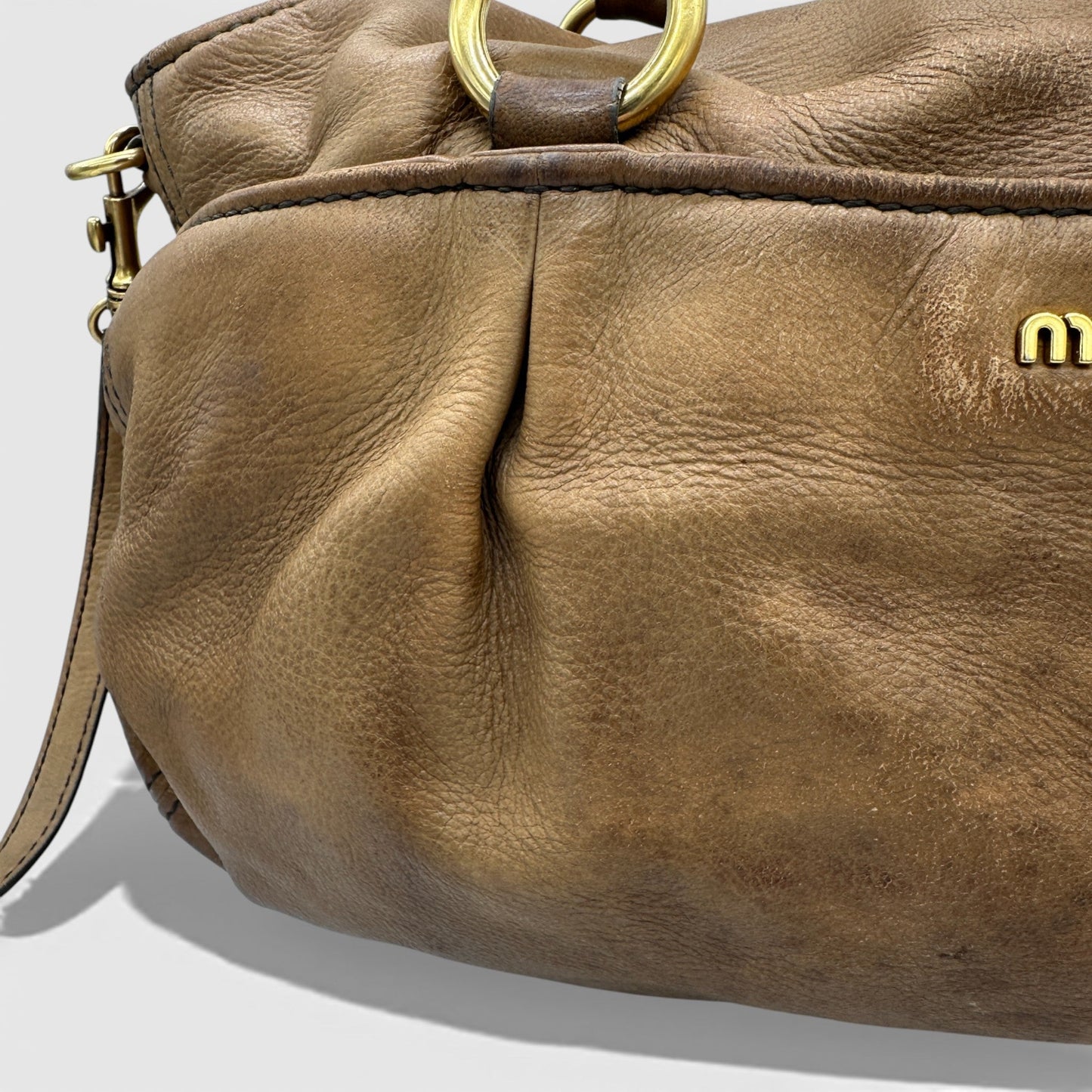 Vintage Miu Miu Brown Leather Slouchy Two Way Bag - Thanks it's Vintage