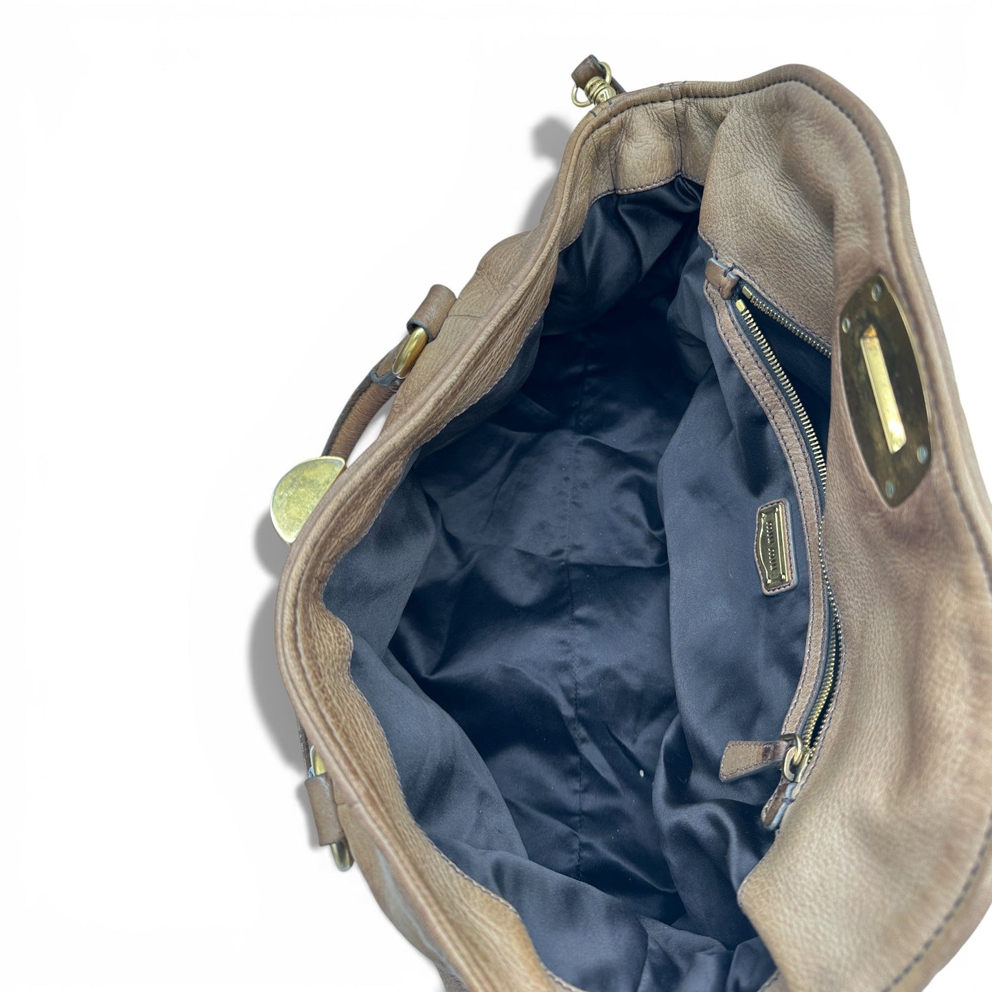 Vintage Miu Miu Brown Leather Slouchy Two Way Bag - Thanks it's Vintage