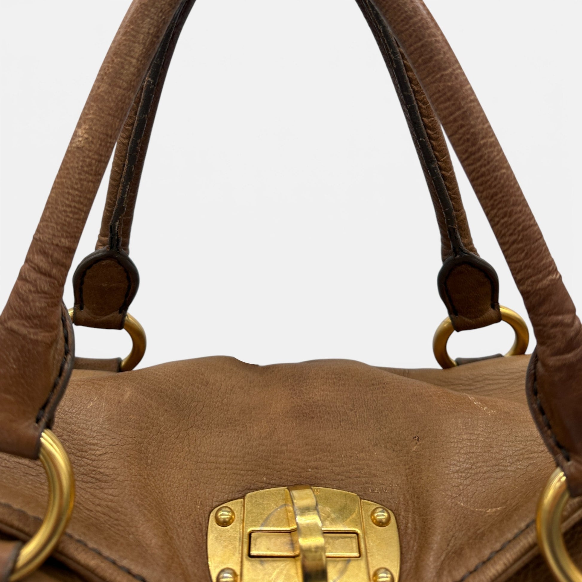 Vintage Miu Miu Brown Leather Slouchy Two Way Bag - Thanks it's Vintage