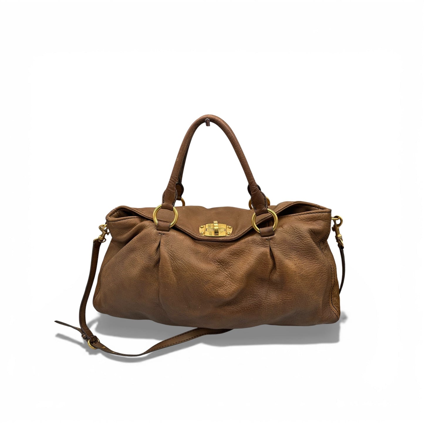 Vintage Miu Miu Brown Leather Slouchy Two Way Bag - Thanks it's Vintage