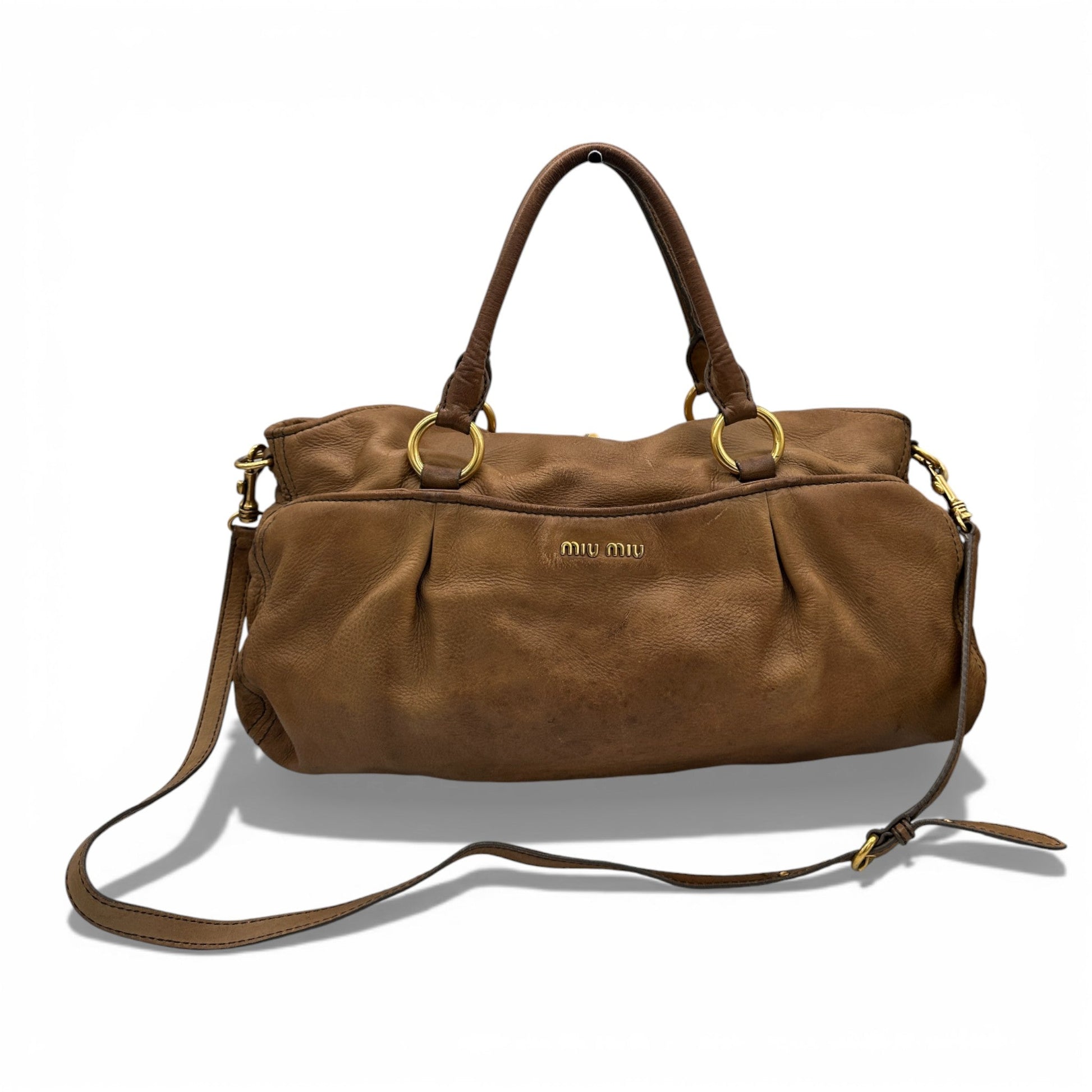 Vintage Miu Miu Brown Leather Slouchy Two Way Bag - Thanks it's Vintage