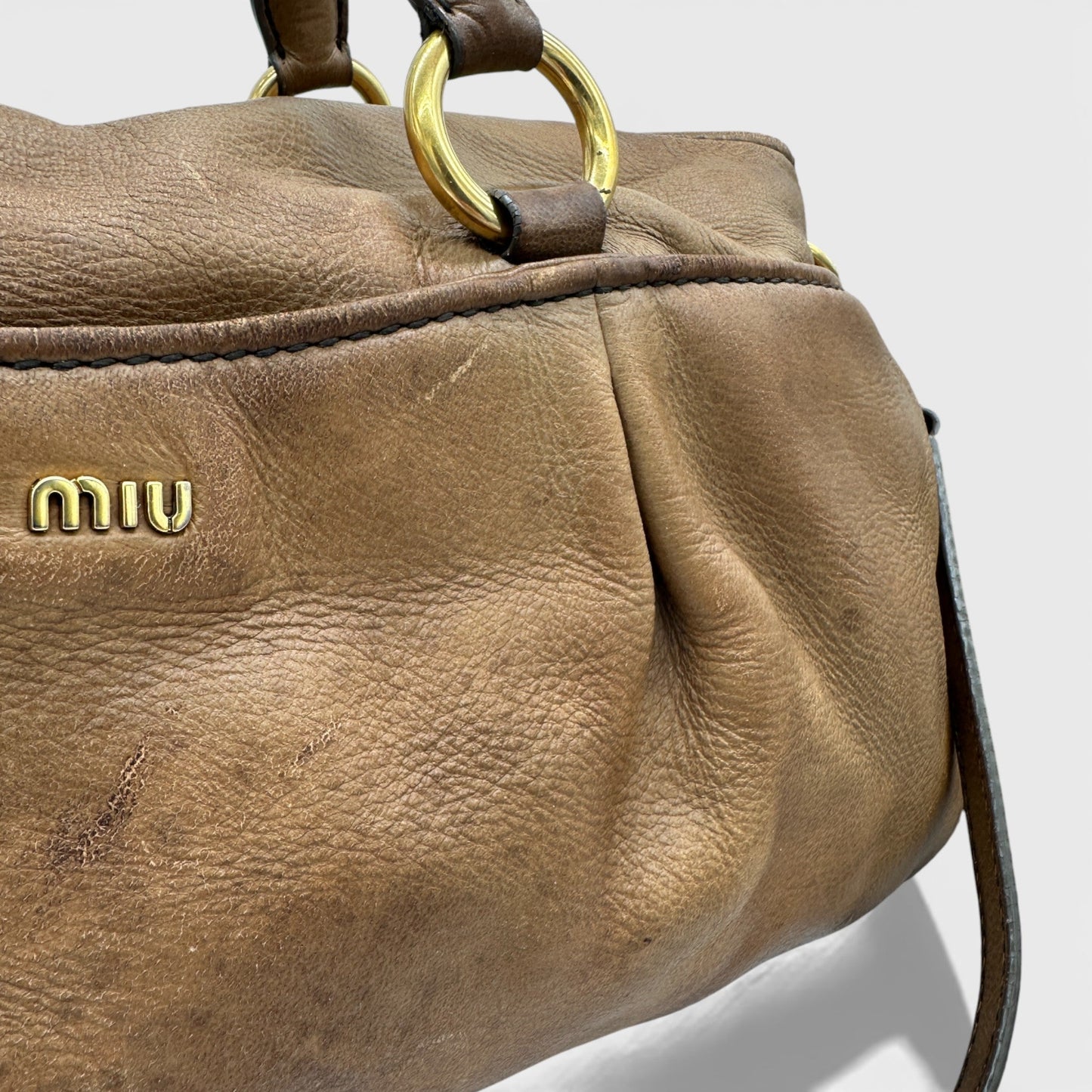 Vintage Miu Miu Brown Leather Slouchy Two Way Bag - Thanks it's Vintage