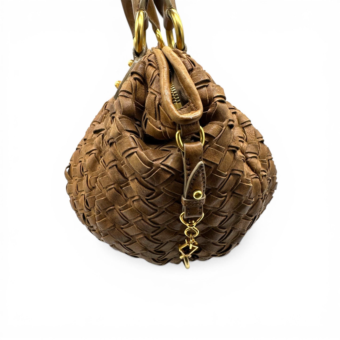 Vintage Miu Miu Fango Intreccio Woven Leather Hobo Bag - Thanks it's Vintage