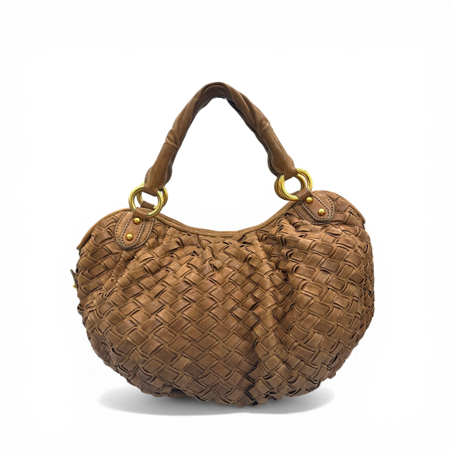 Vintage Miu Miu Fango Intreccio Woven Leather Hobo Bag - Thanks it's Vintage