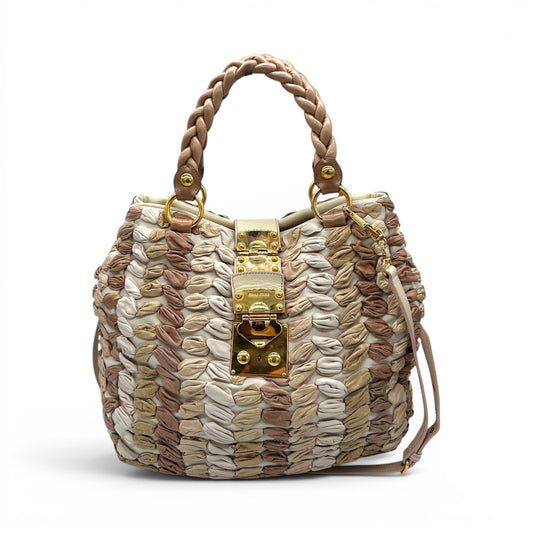 Vintage Miu Miu Multicolour Woven Leather Tote