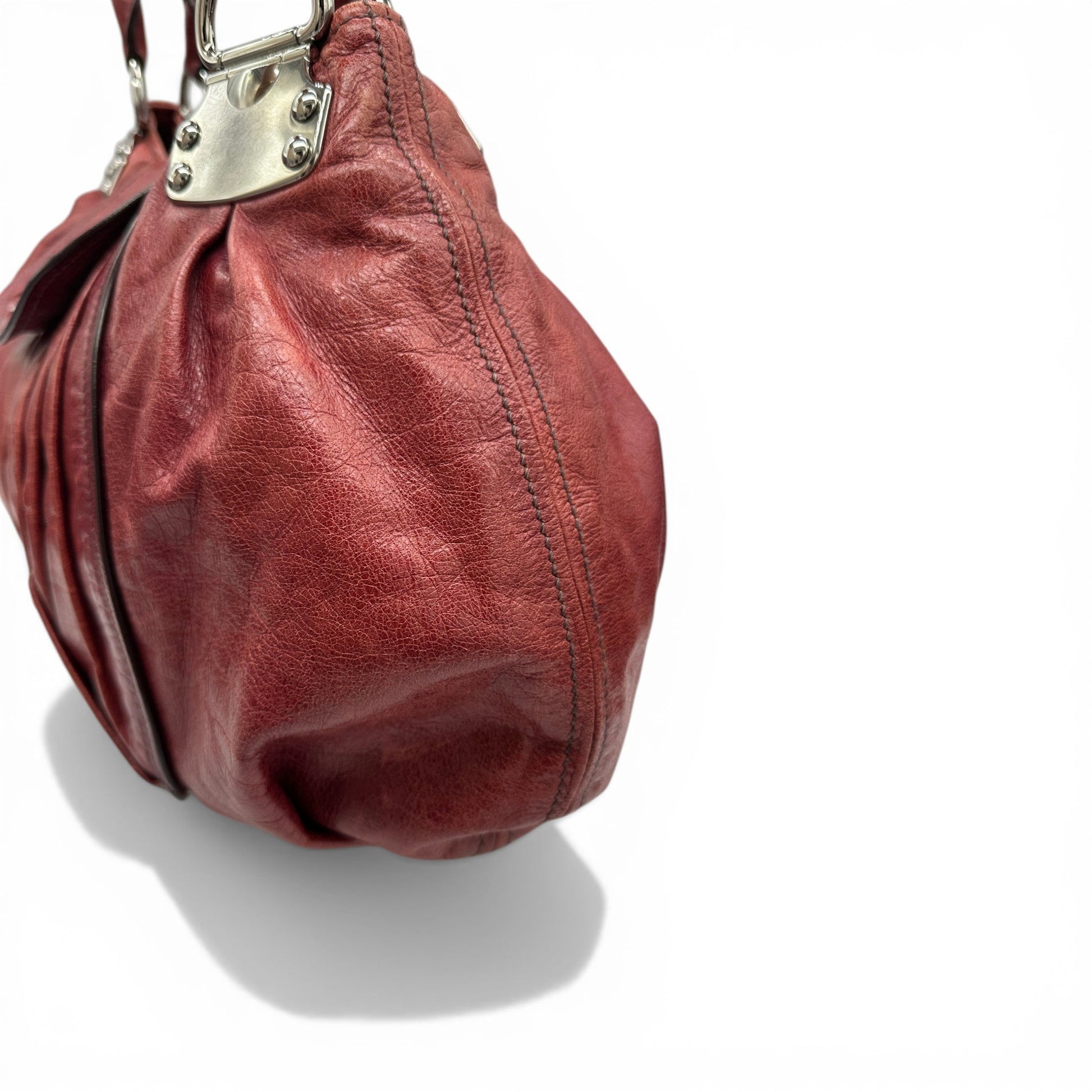 Vintage Miu Miu Vitello Gathered Leather Hobo Bag - Thanks it's Vintage