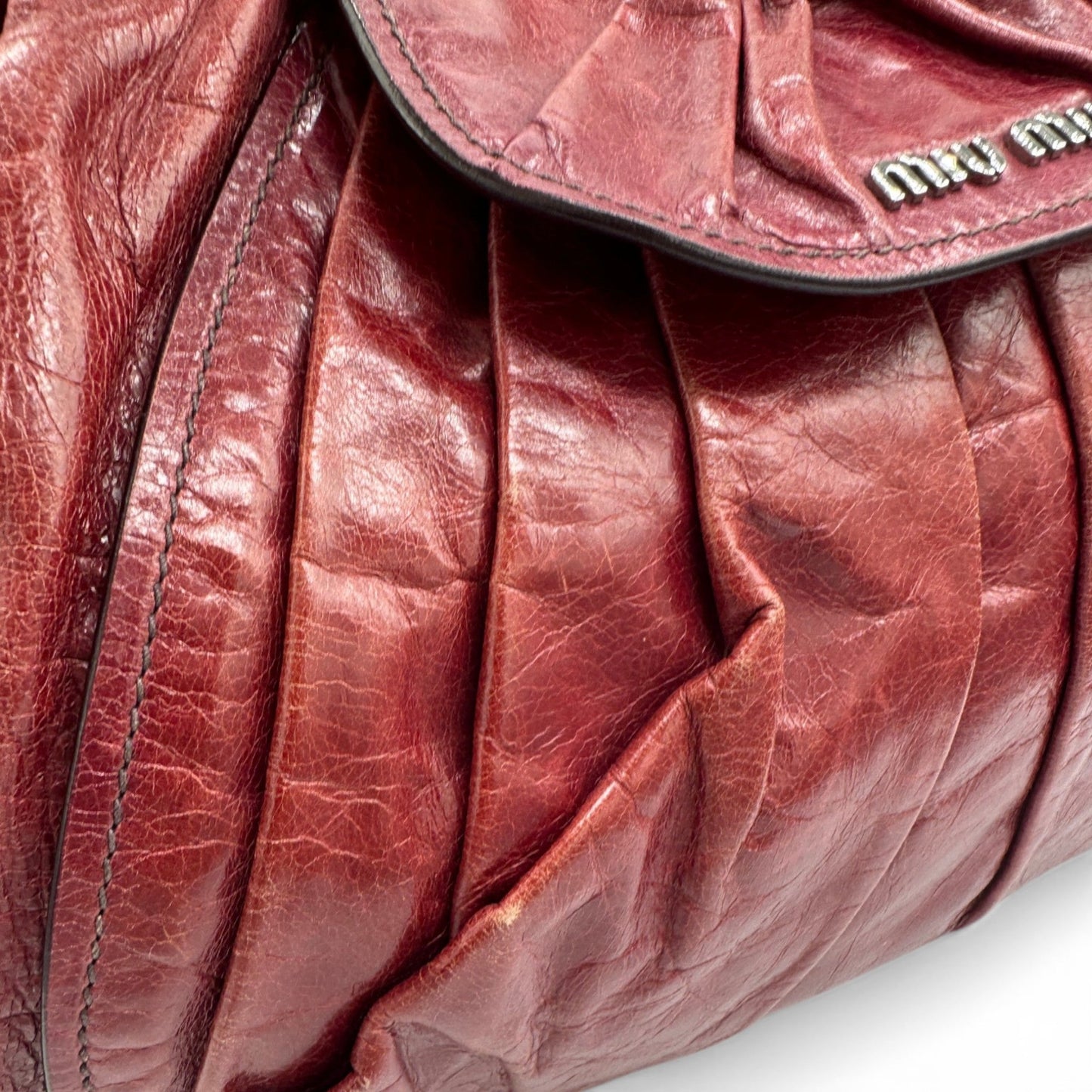 Vintage Miu Miu Vitello Gathered Leather Hobo Bag - Thanks it's Vintage