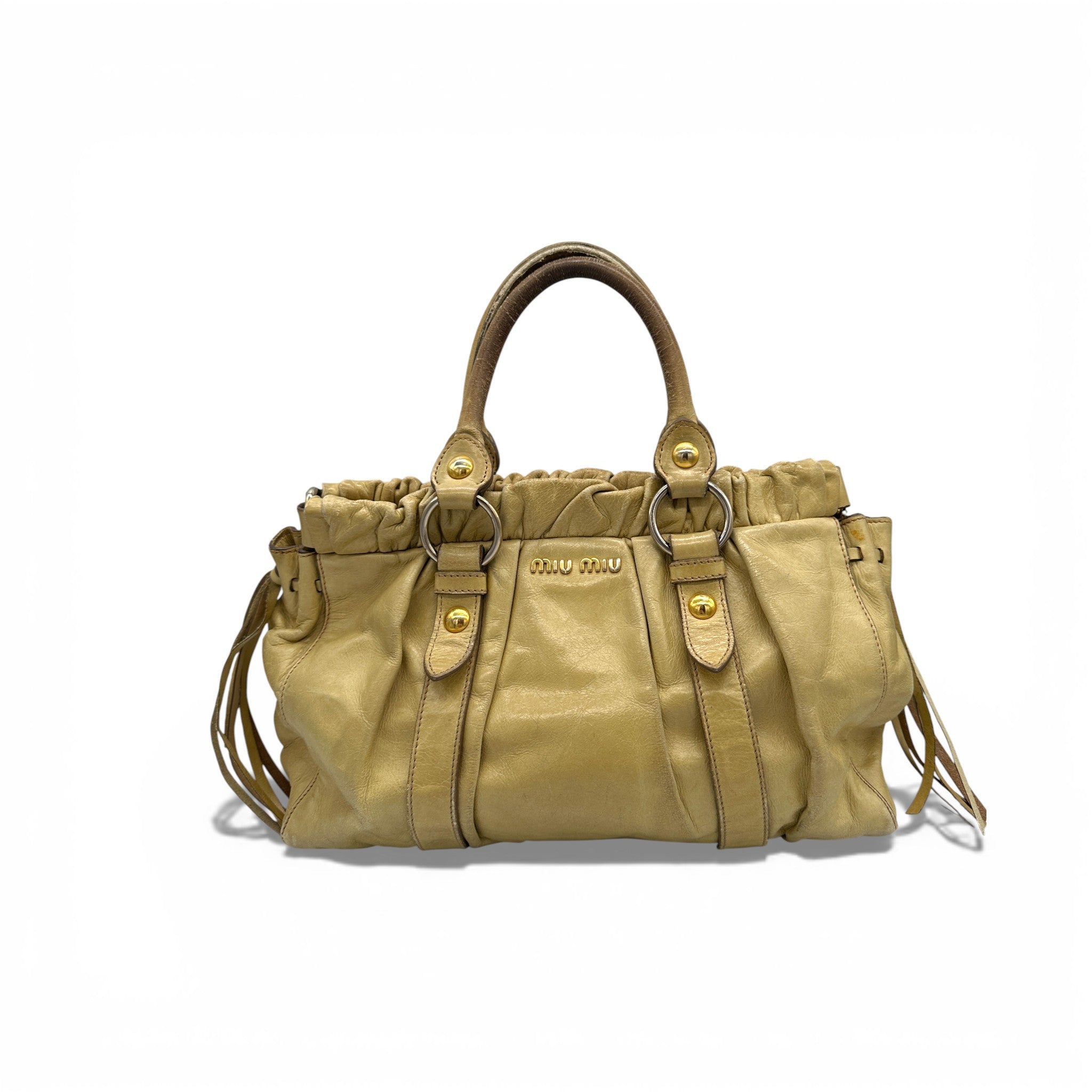 miumiu ハンドバッグ Vitello Lux CAMMEO Vintage Miu Miu Vitello Lux 2-Way Handbag – Thanks it's Vintage