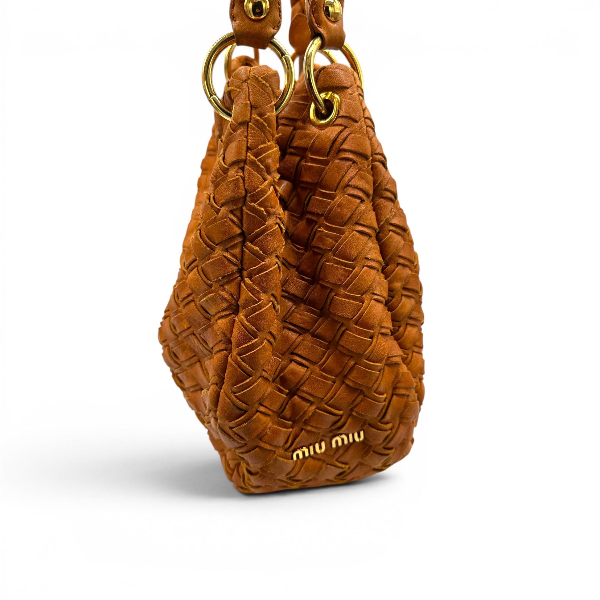 Vintage Miu Miu Woven Leather Hobo Bag - Thanks it's Vintage
