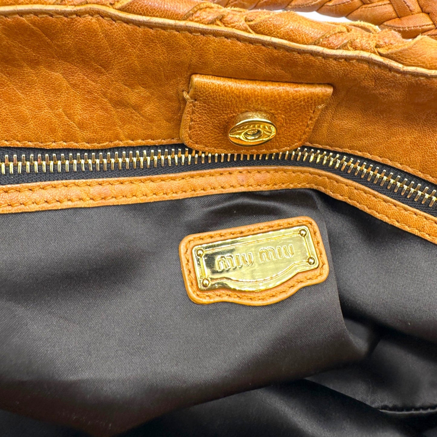 Vintage Miu Miu Woven Leather Hobo Bag - Thanks it's Vintage