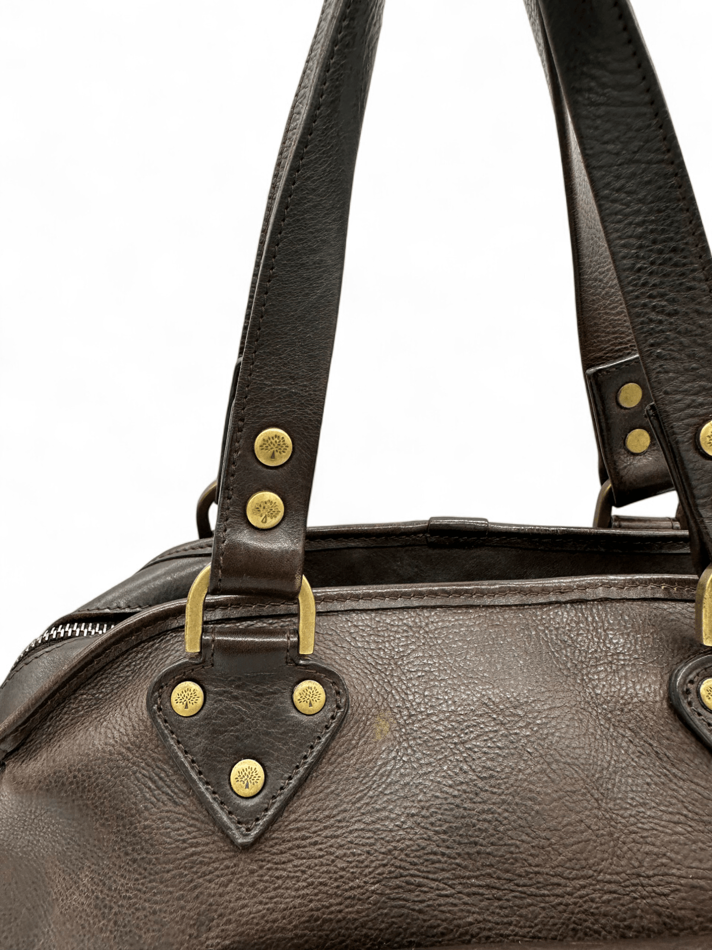 Vintage Mulberry Knightsbridge Turnlock Handbag in Chocolate Brown Leather - Thanks it's Vintage