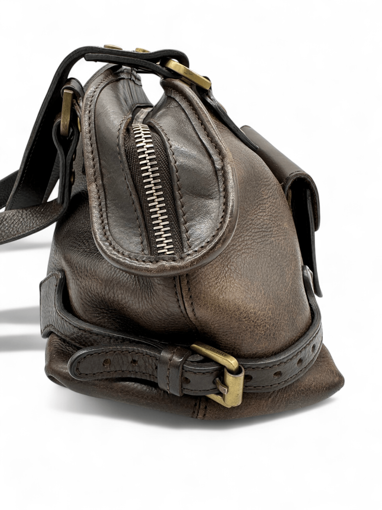 Vintage Mulberry Knightsbridge Turnlock Handbag in Chocolate Brown Leather - Thanks it's Vintage