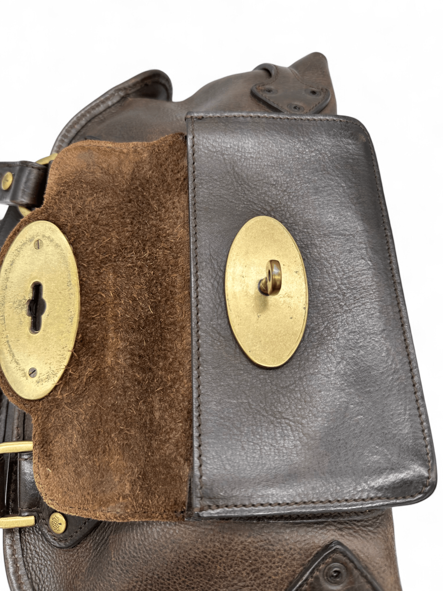 Vintage Mulberry Knightsbridge Turnlock Handbag in Chocolate Brown Leather - Thanks it's Vintage